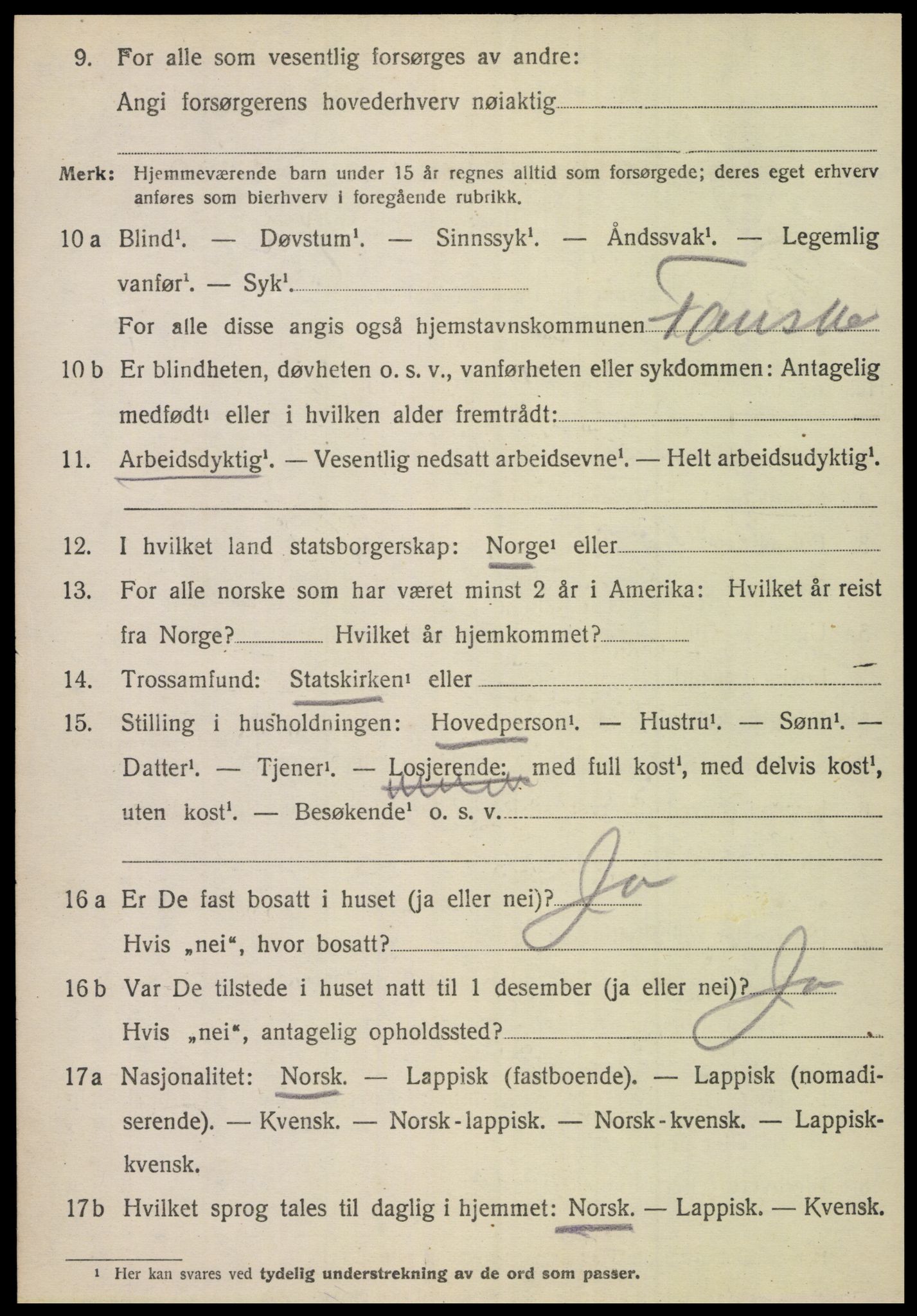 SAT, 1920 census for Fauske, 1920, p. 2895