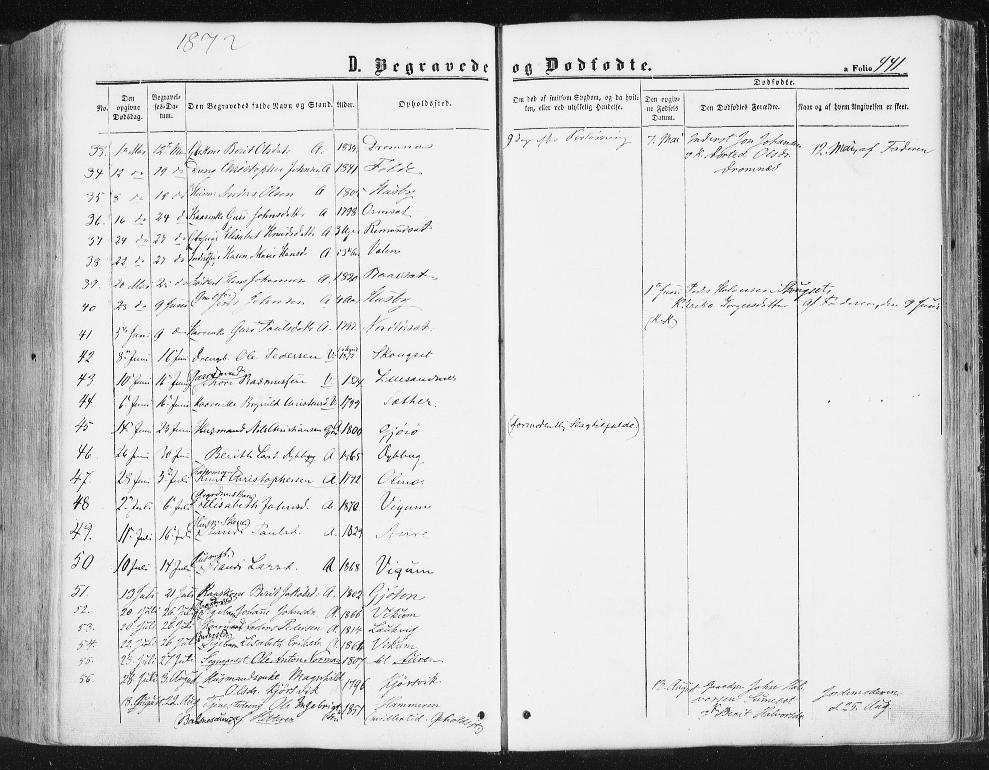 Ministerialprotokoller, klokkerbøker og fødselsregistre - Møre og Romsdal, AV/SAT-A-1454/578/L0905: Parish register (official) no. 578A04, 1859-1877, p. 441