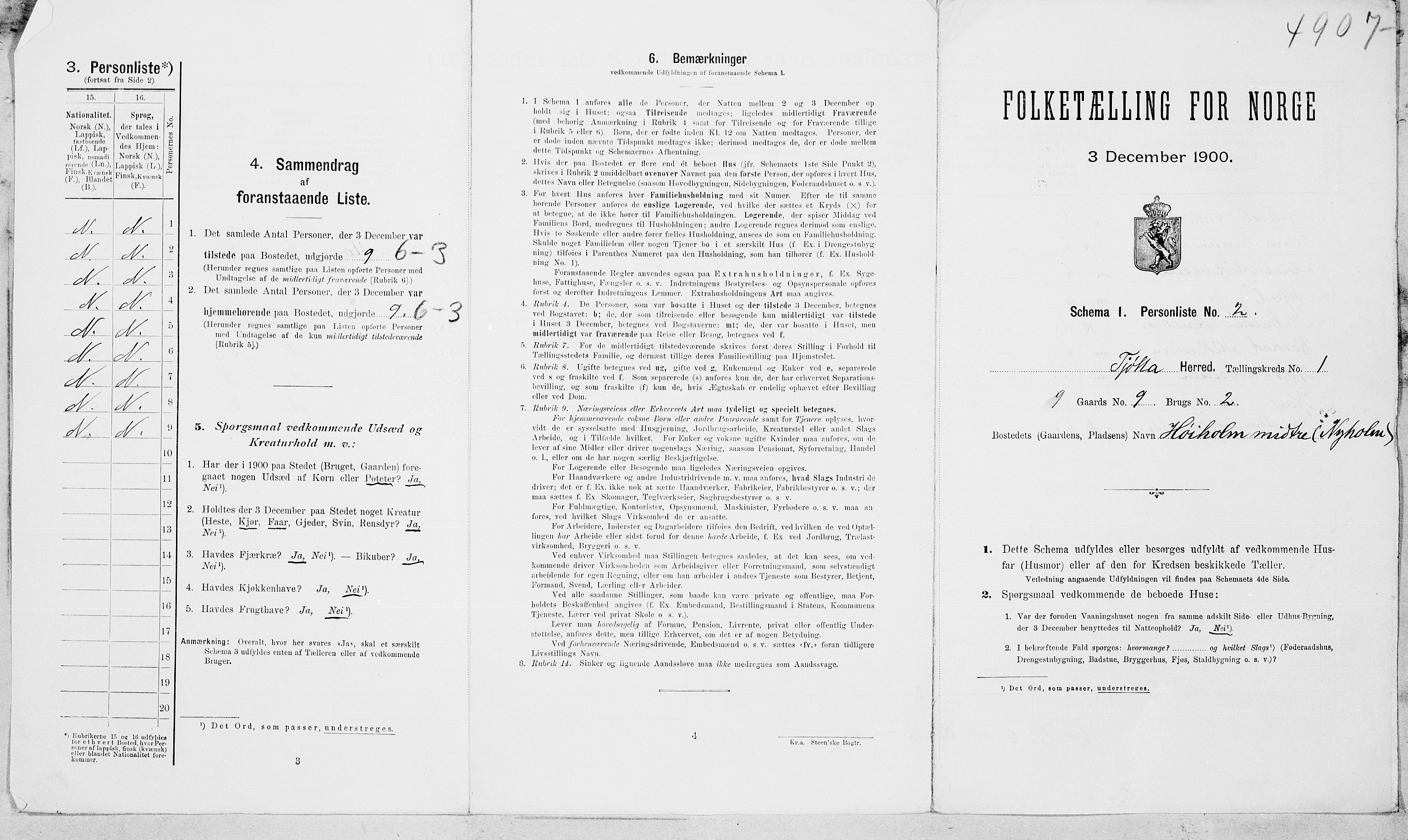 SAT, 1900 census for Tjøtta, 1900, p. 24