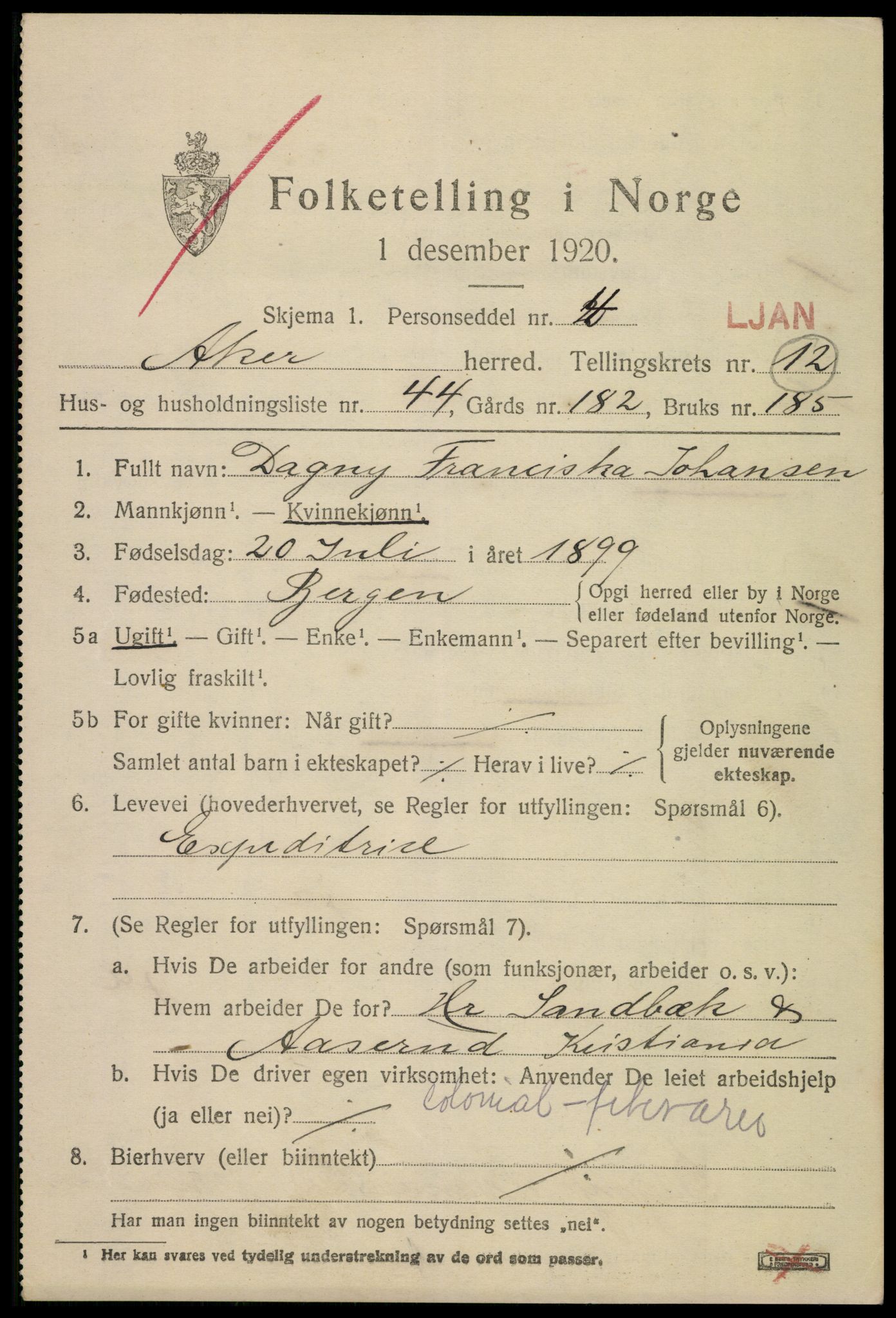 SAO, 1920 census for Aker, 1920, p. 74224