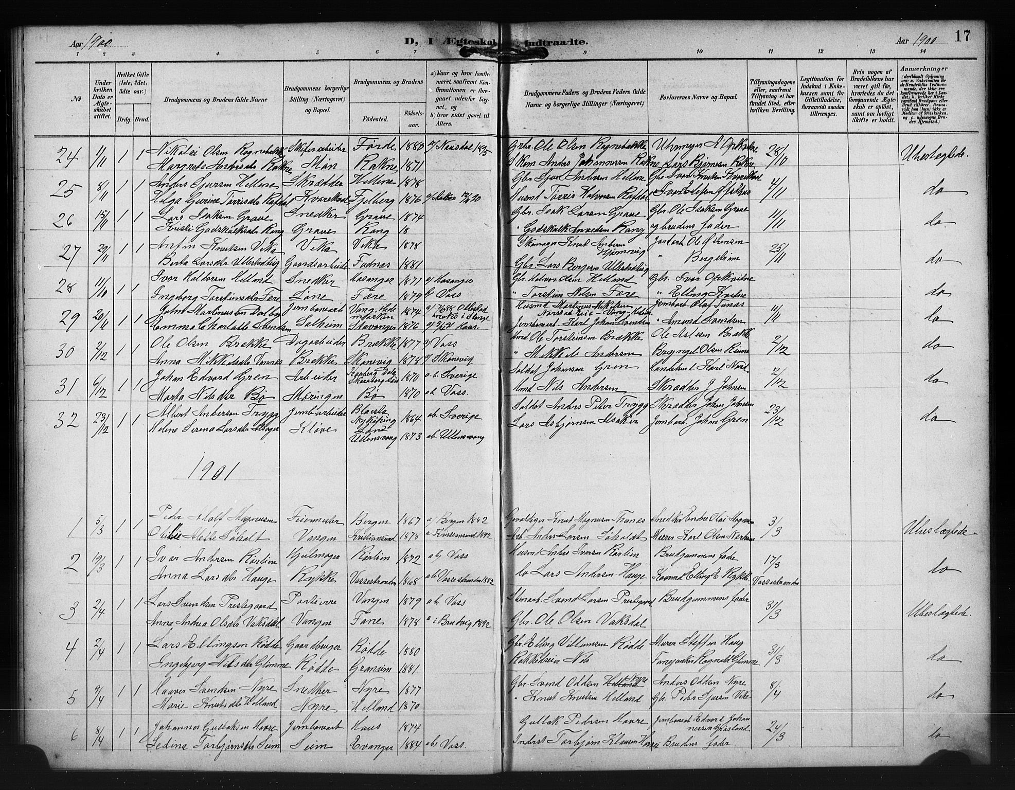 Voss sokneprestembete, AV/SAB-A-79001/H/Hab: Parish register (copy) no. E 1, 1894-1922, p. 17