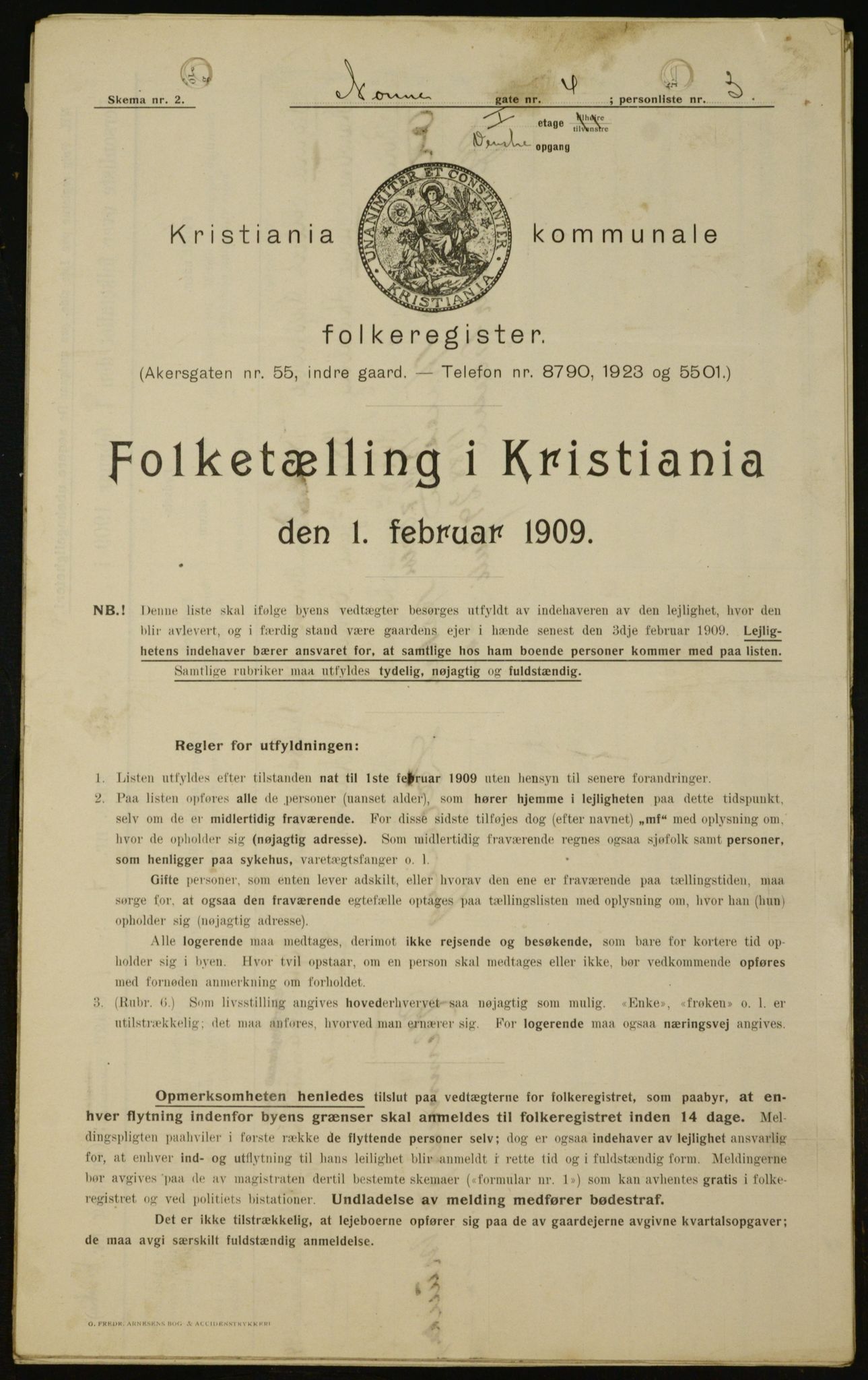 OBA, Municipal Census 1909 for Kristiania, 1909, p. 64578