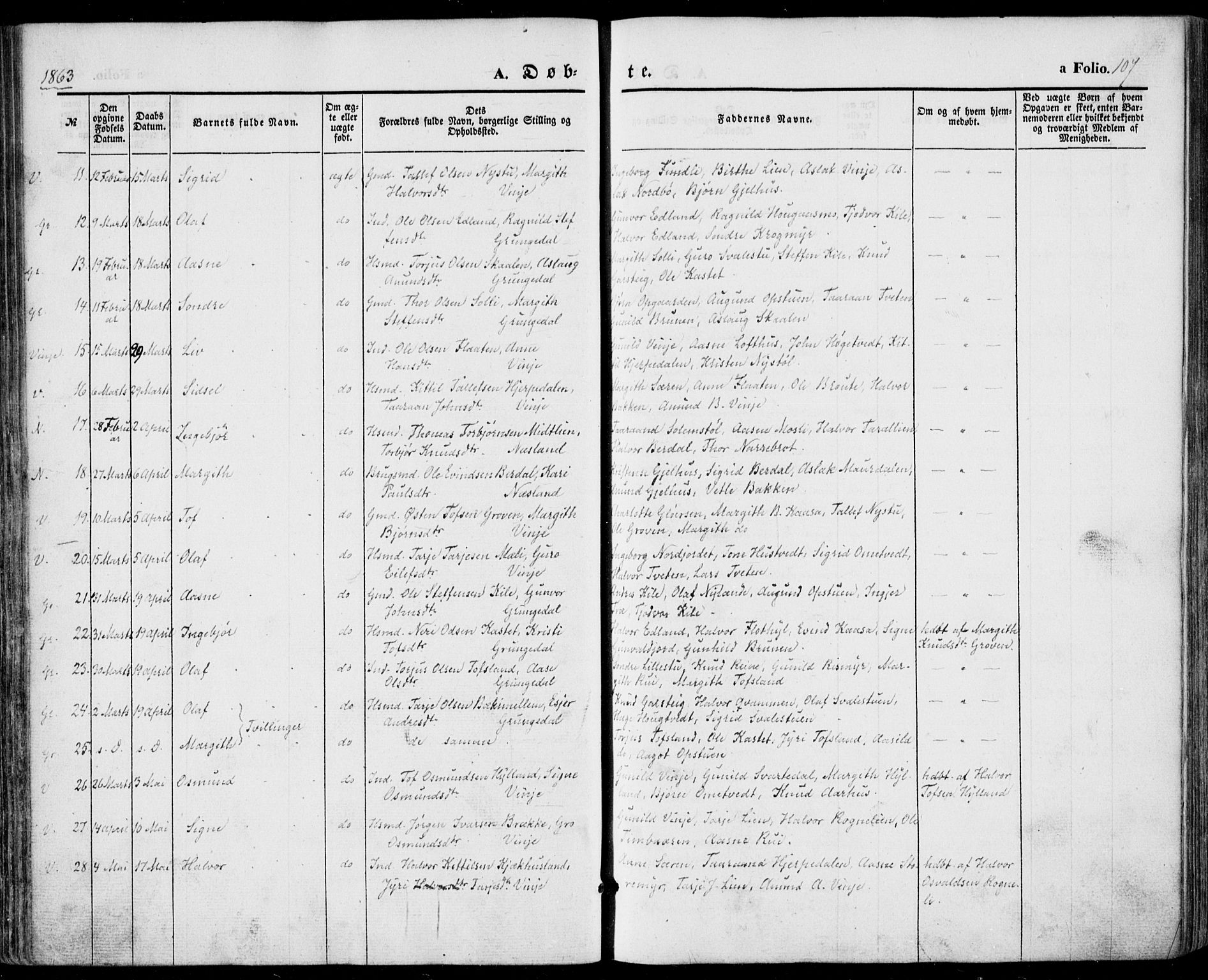 Vinje kirkebøker, SAKO/A-312/F/Fa/L0004: Parish register (official) no. I 4, 1843-1869, p. 107