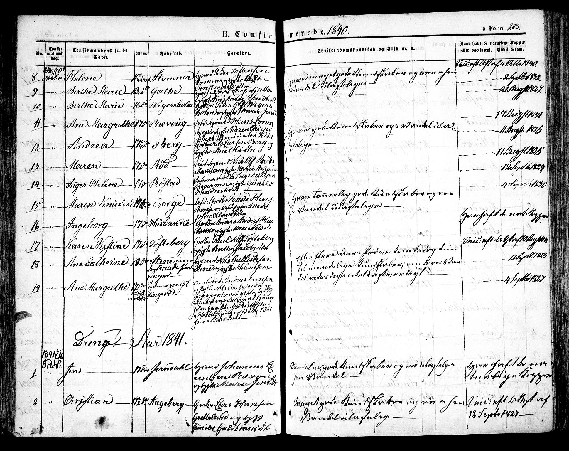 Råde prestekontor kirkebøker, SAO/A-2009/F/Fa/L0005: Parish register (official) no. 5, 1830-1853, p. 203