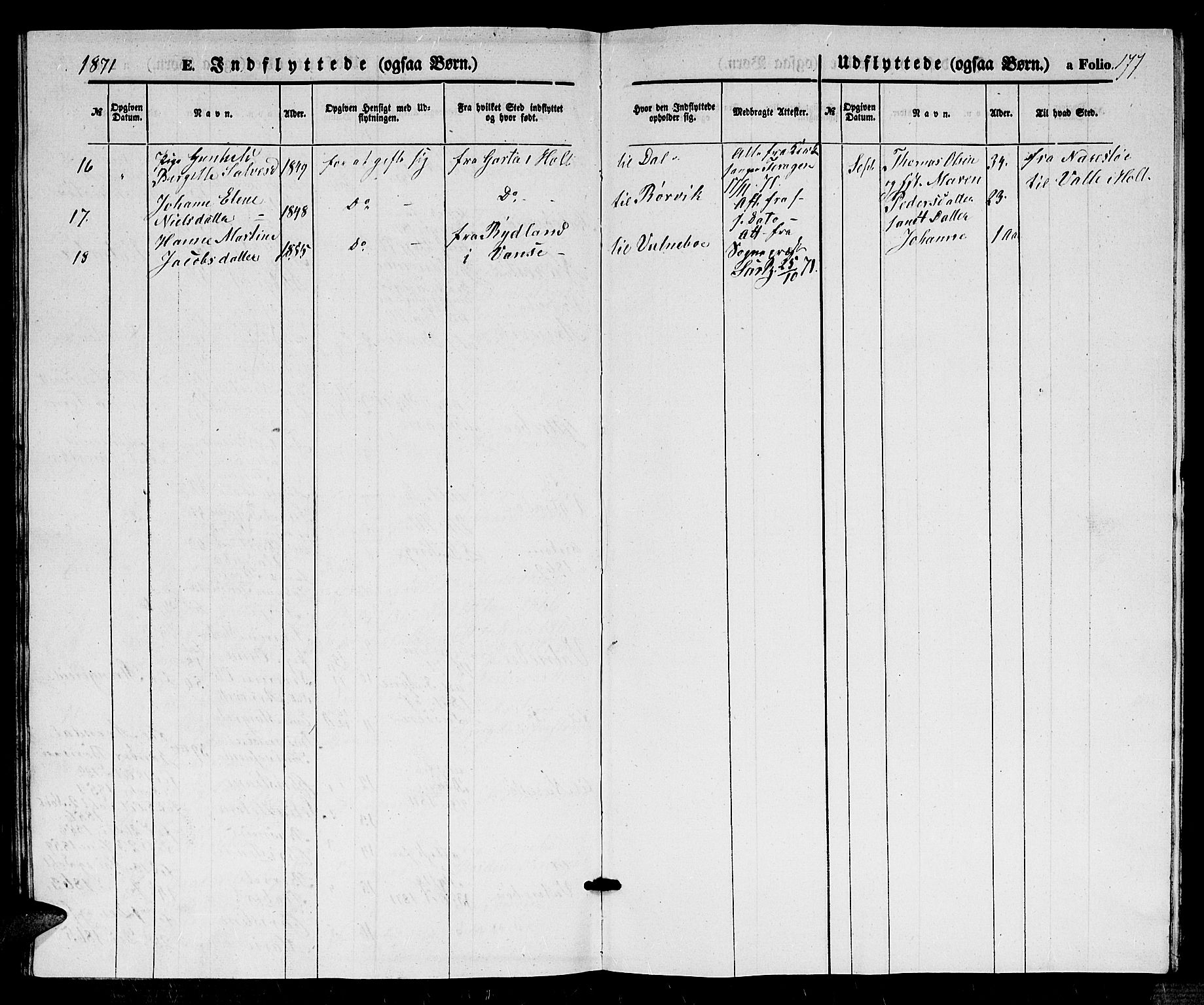 Dypvåg sokneprestkontor, SAK/1111-0007/F/Fb/Fbb/L0002: Parish register (copy) no. B 2, 1851-1871, p. 177