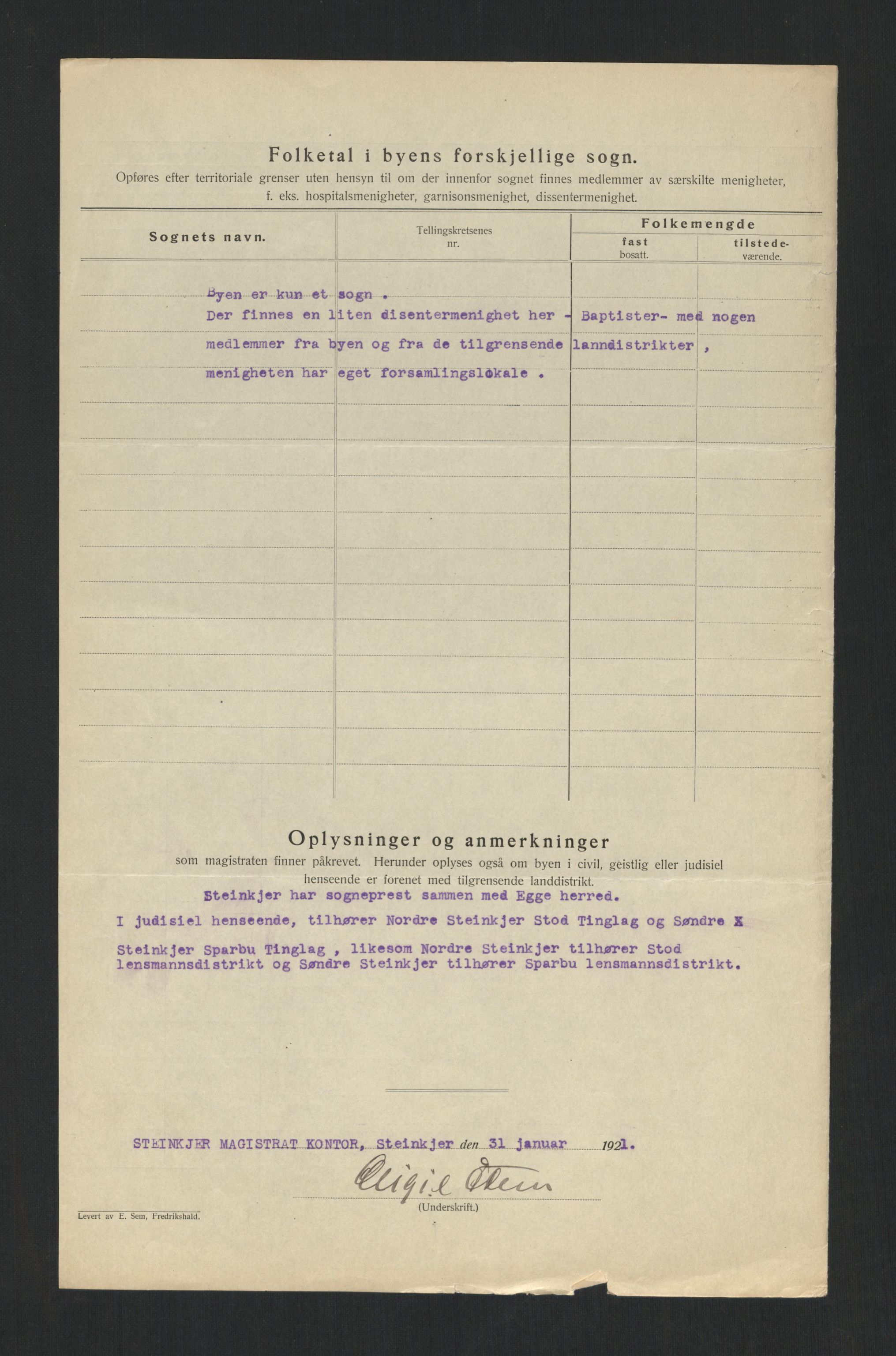 SAT, 1920 census for Steinkjer, 1920, p. 7