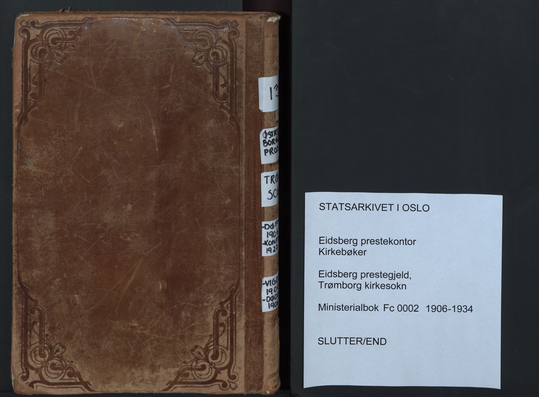 Eidsberg prestekontor Kirkebøker, AV/SAO-A-10905/F/Fc/L0002: Parish register (official) no. III 2, 1906-1934