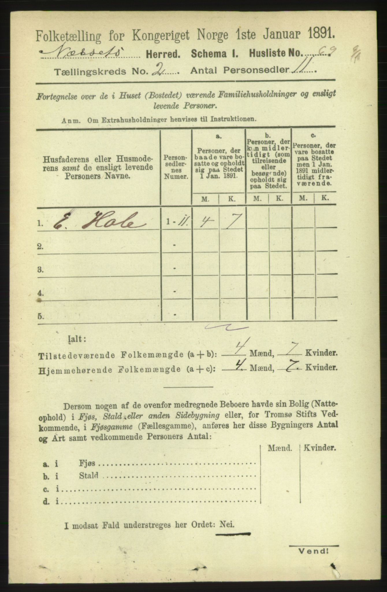 RA, 1891 census for 1543 Nesset, 1891, p. 630