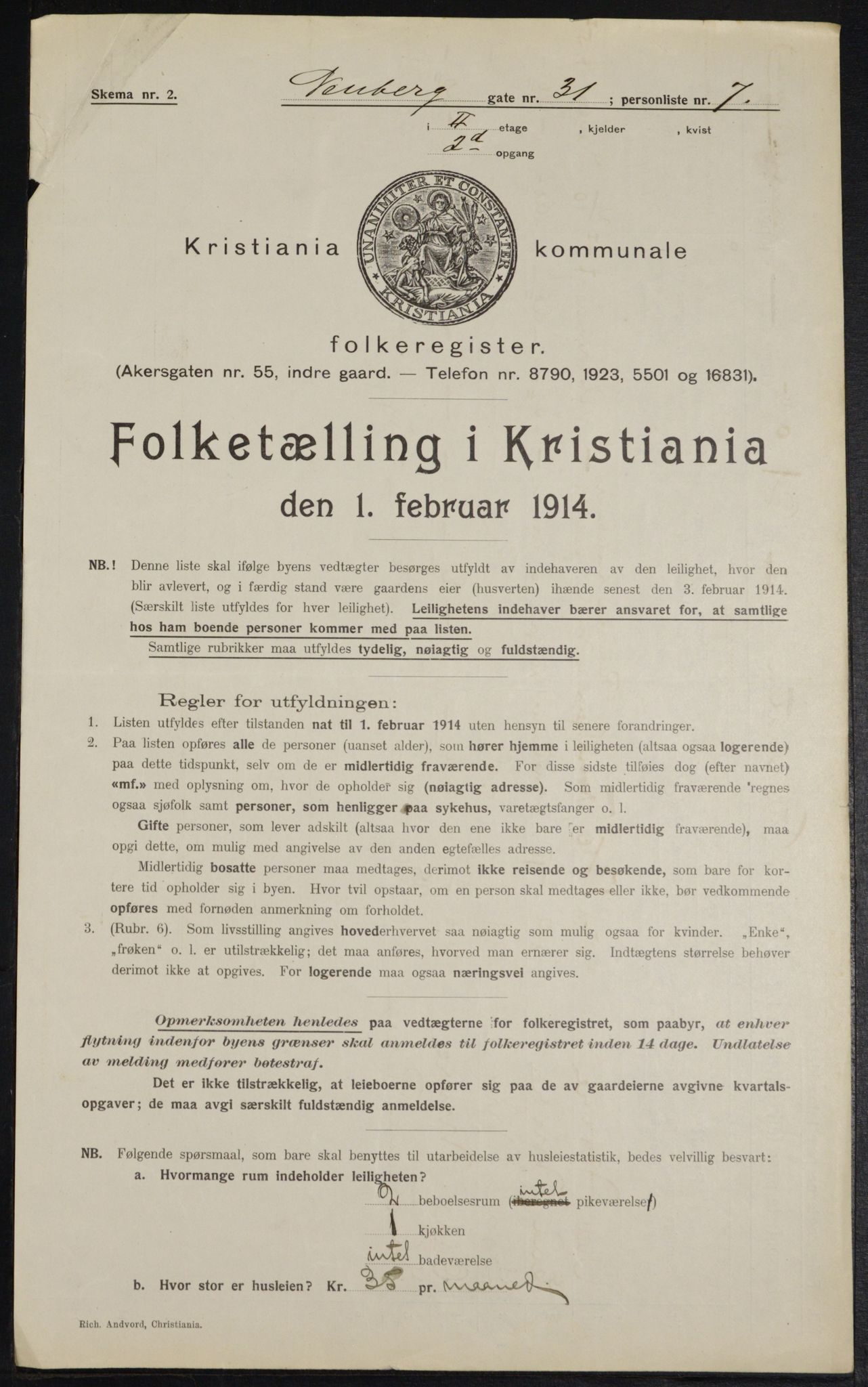 OBA, Municipal Census 1914 for Kristiania, 1914, p. 70116