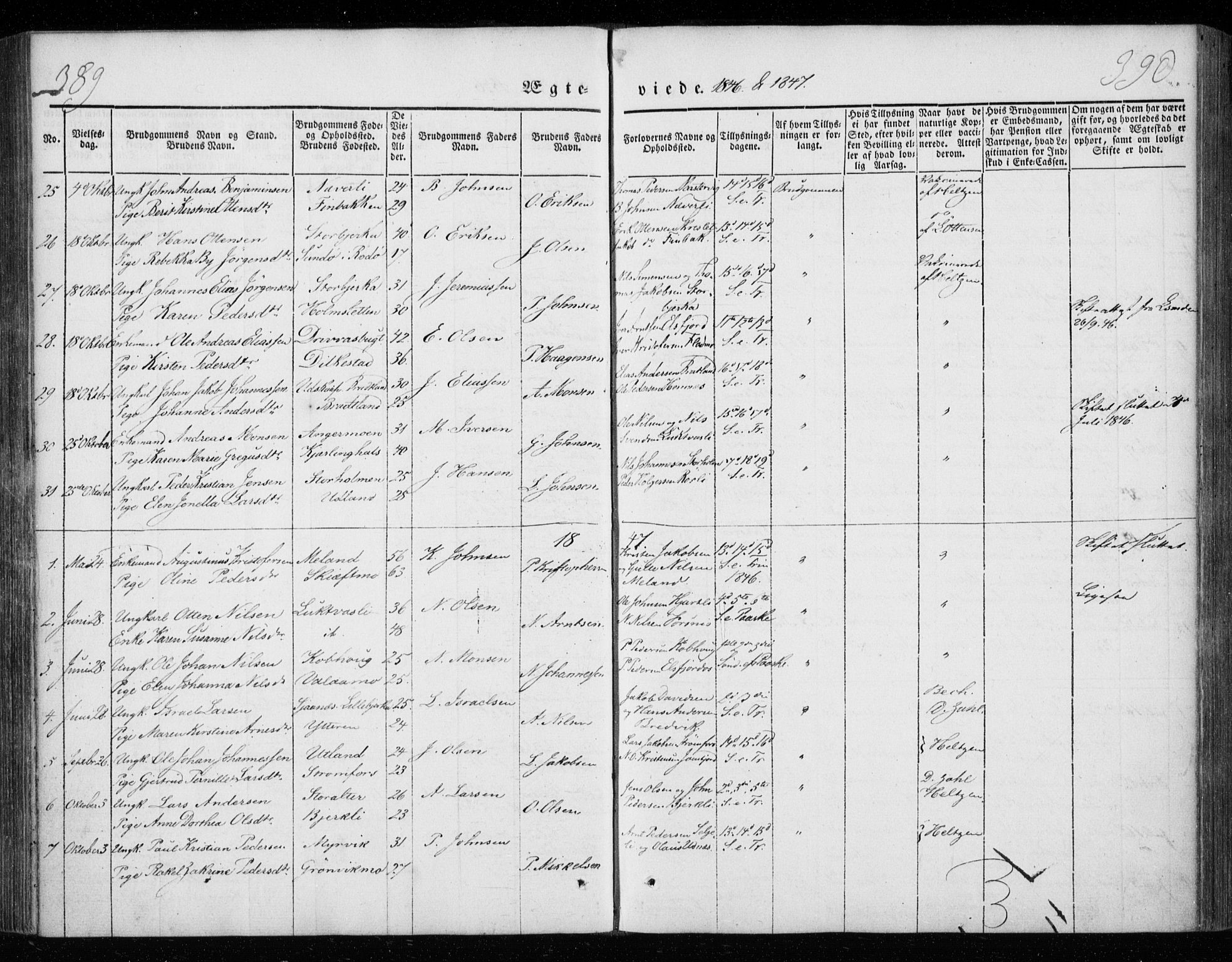 Ministerialprotokoller, klokkerbøker og fødselsregistre - Nordland, AV/SAT-A-1459/825/L0355: Parish register (official) no. 825A09, 1842-1863, p. 389-390