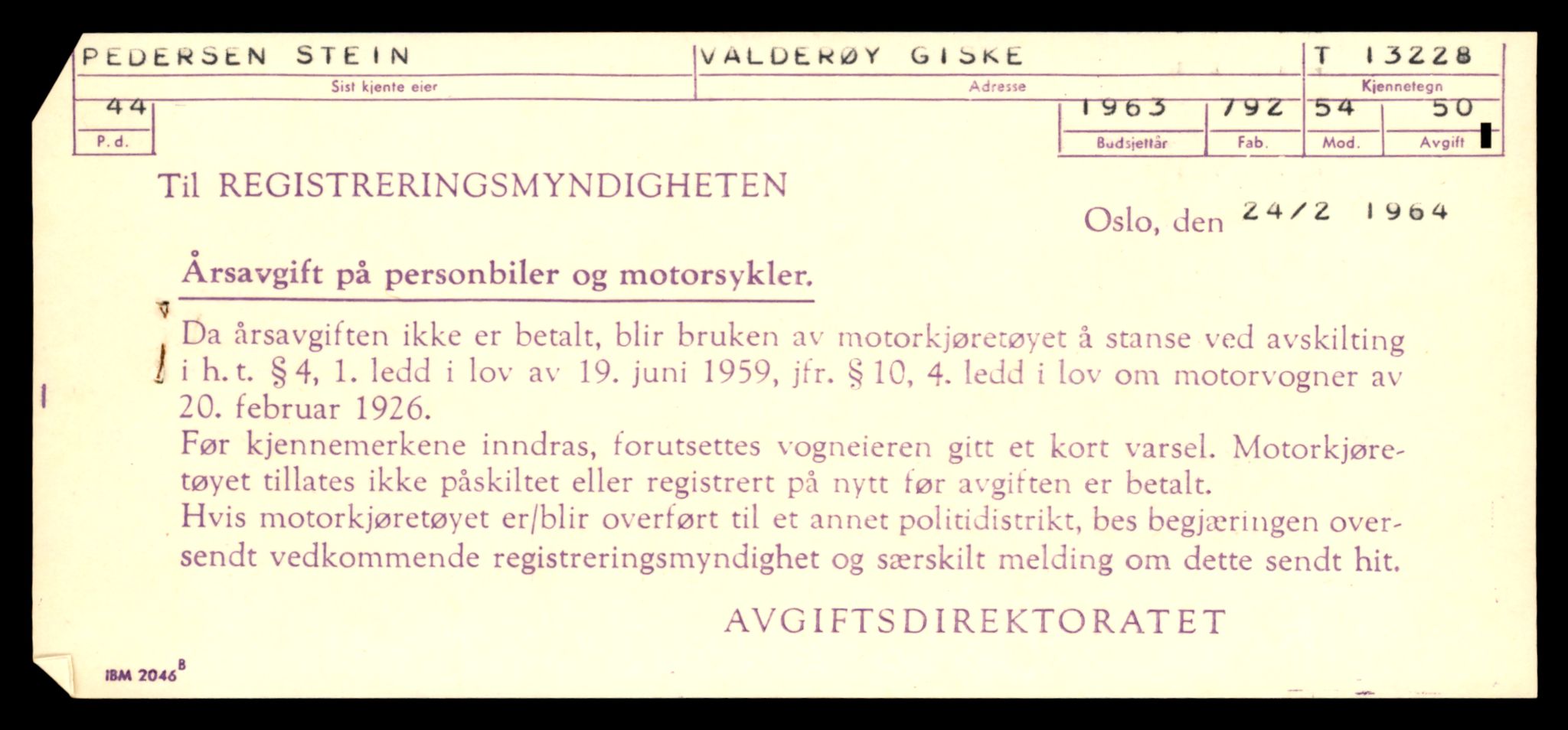 Møre og Romsdal vegkontor - Ålesund trafikkstasjon, AV/SAT-A-4099/F/Fe/L0038: Registreringskort for kjøretøy T 13180 - T 13360, 1927-1998, p. 805