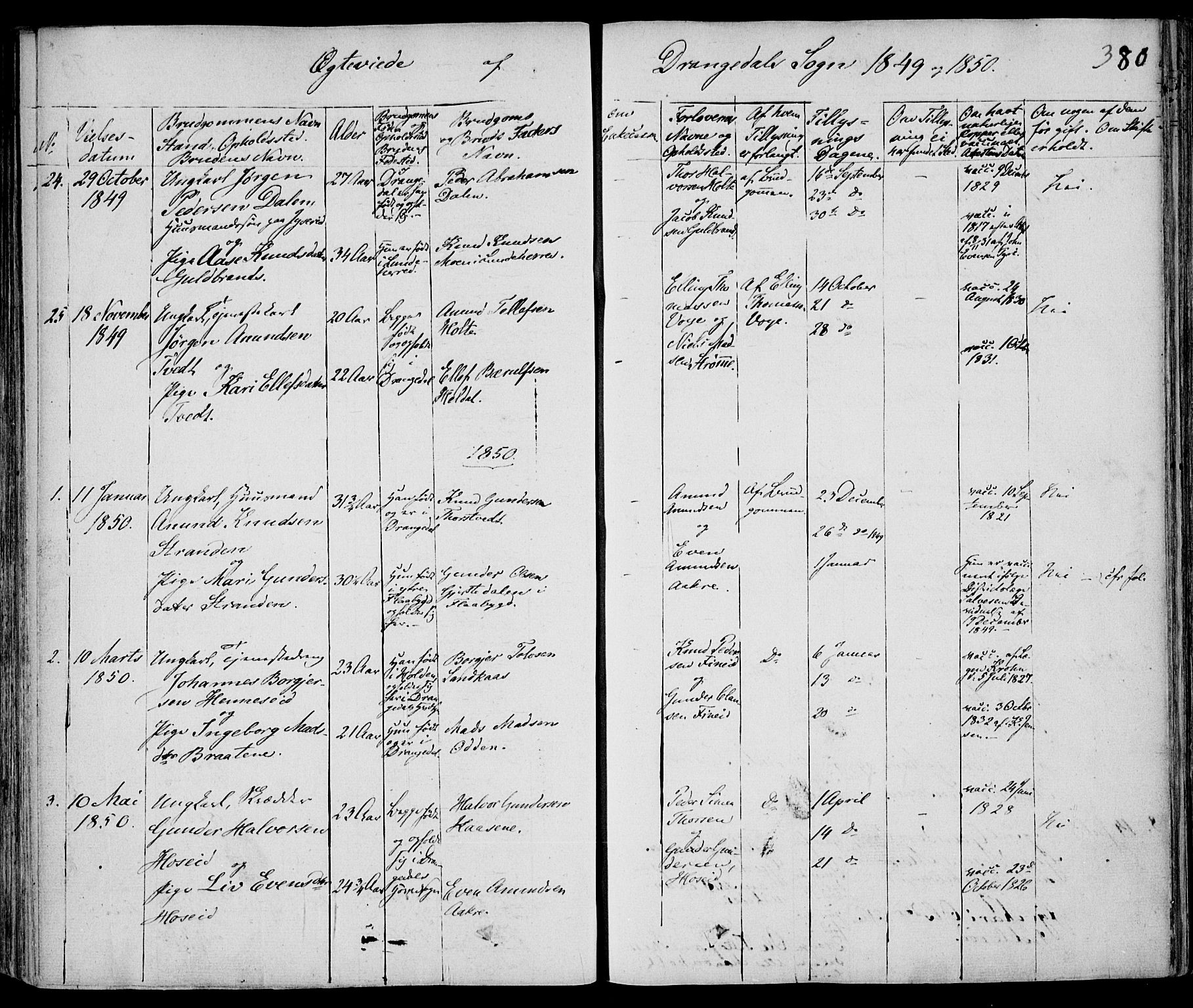 Drangedal kirkebøker, SAKO/A-258/F/Fa/L0007a: Parish register (official) no. 7a, 1837-1856, p. 380