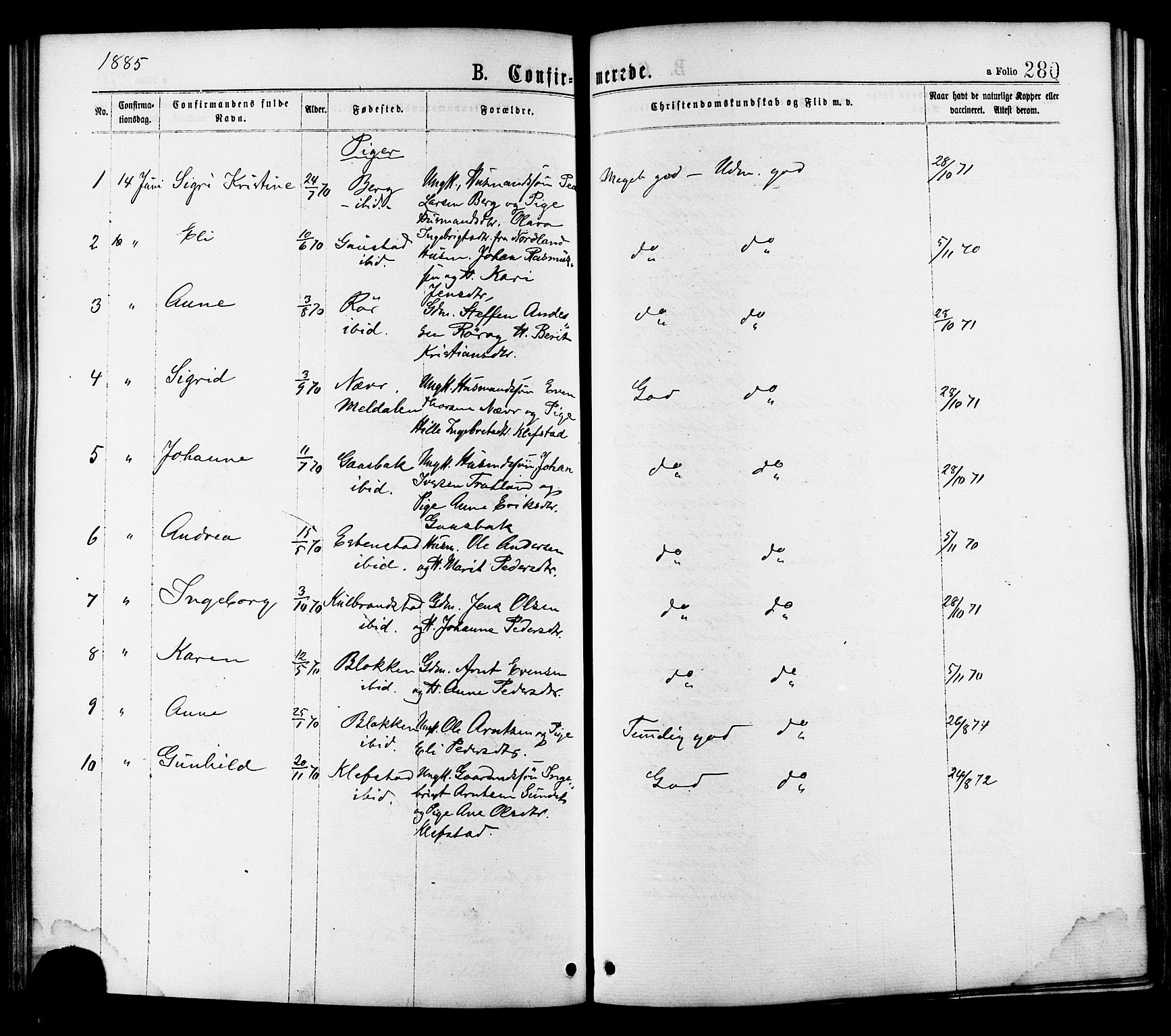 Ministerialprotokoller, klokkerbøker og fødselsregistre - Sør-Trøndelag, AV/SAT-A-1456/691/L1079: Parish register (official) no. 691A11, 1873-1886, p. 280