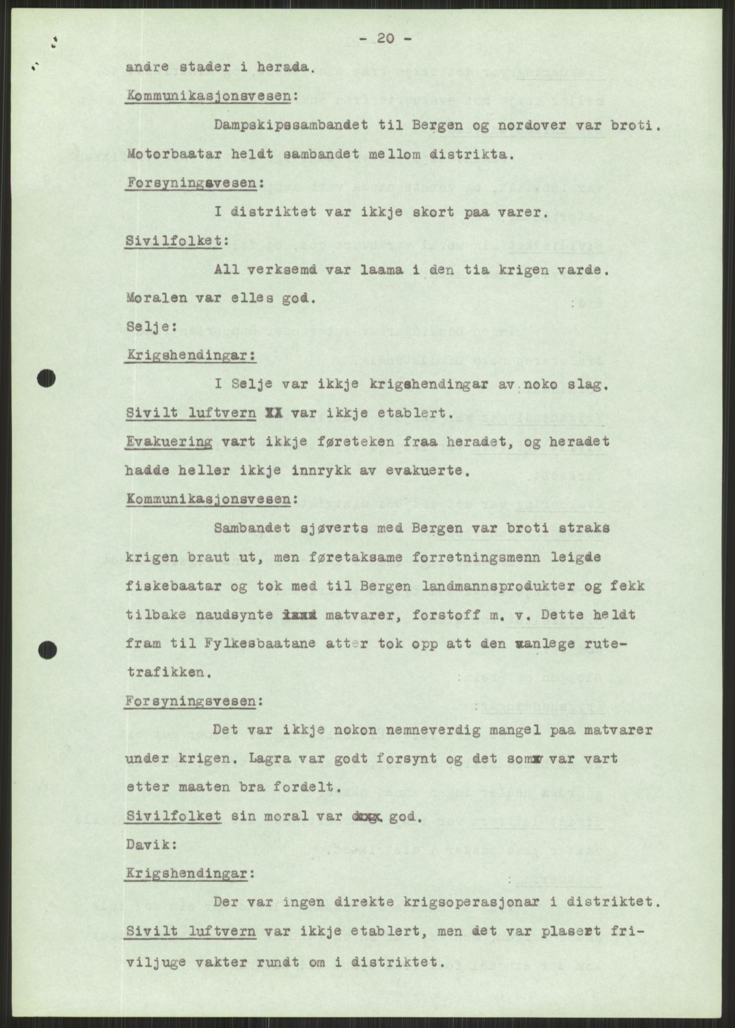 Forsvaret, Forsvarets krigshistoriske avdeling, AV/RA-RAFA-2017/Y/Ya/L0015: II-C-11-31 - Fylkesmenn.  Rapporter om krigsbegivenhetene 1940., 1940, p. 496