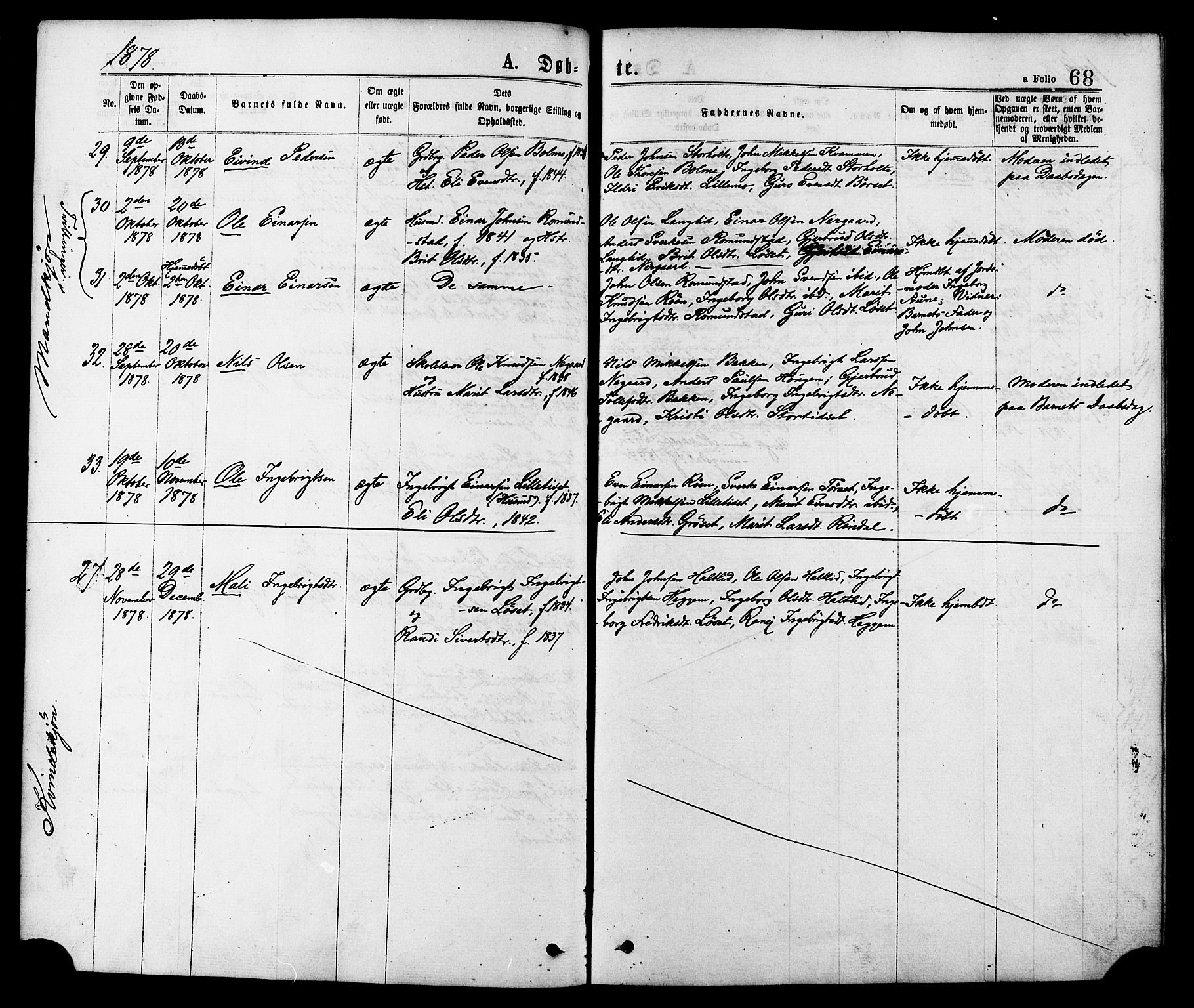 Ministerialprotokoller, klokkerbøker og fødselsregistre - Møre og Romsdal, AV/SAT-A-1454/598/L1068: Parish register (official) no. 598A02, 1872-1881, p. 68