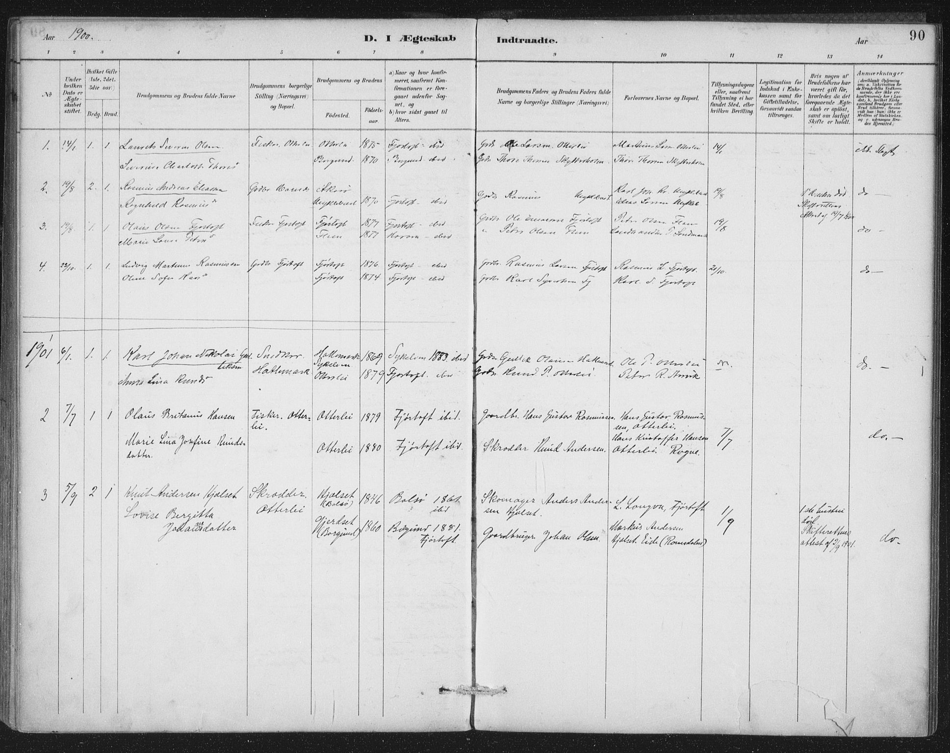 Ministerialprotokoller, klokkerbøker og fødselsregistre - Møre og Romsdal, AV/SAT-A-1454/538/L0522: Parish register (official) no. 538A01, 1884-1913, p. 90