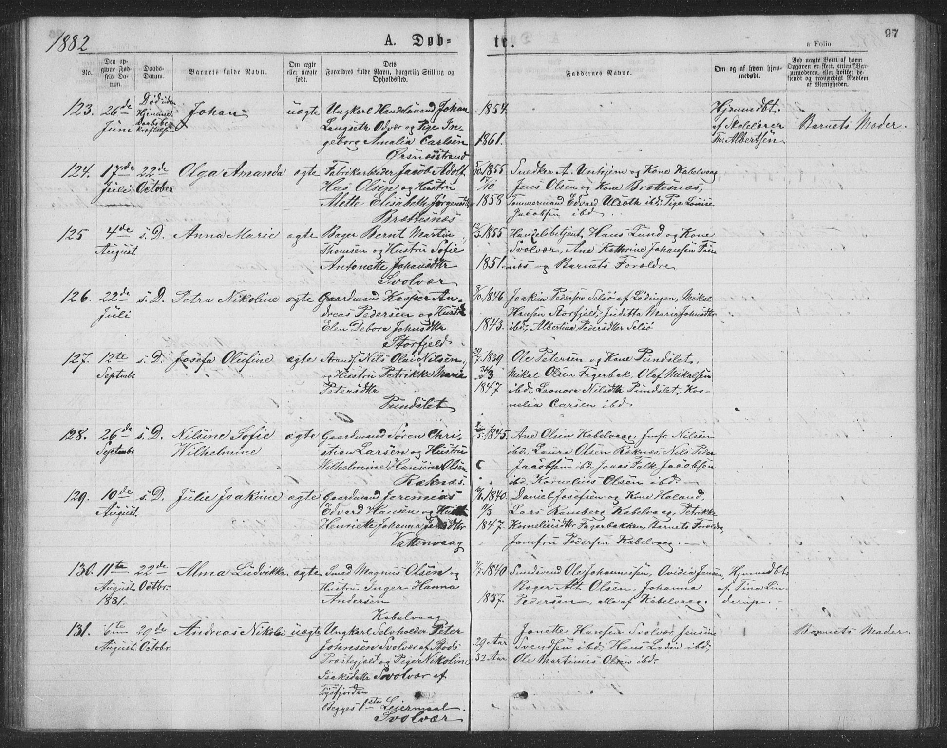 Ministerialprotokoller, klokkerbøker og fødselsregistre - Nordland, AV/SAT-A-1459/874/L1075: Parish register (copy) no. 874C04, 1876-1883, p. 97