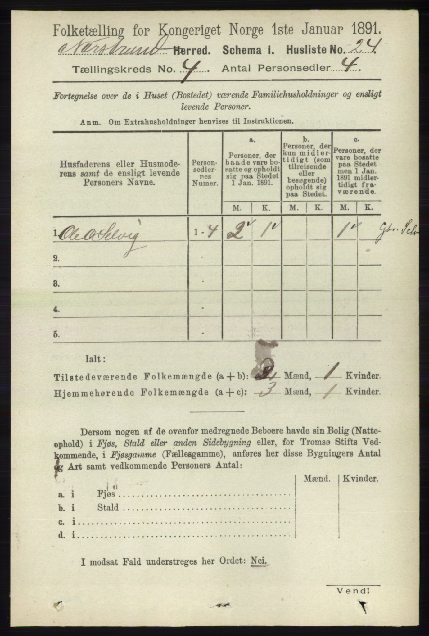 RA, 1891 census for 1139 Nedstrand, 1891, p. 645