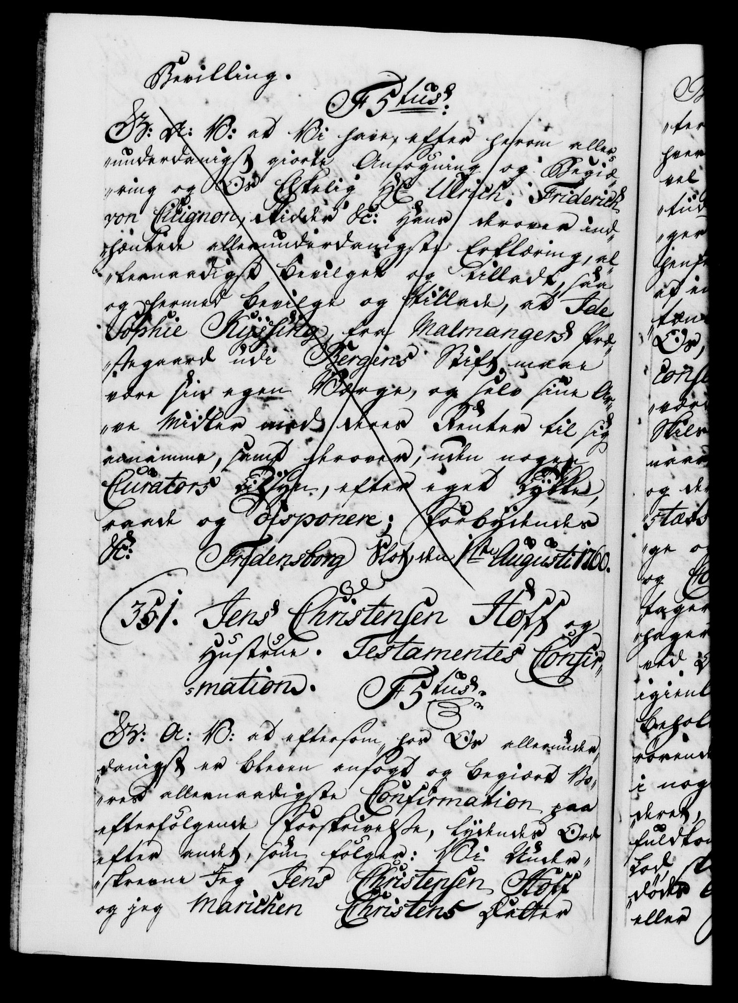 Danske Kanselli 1572-1799, AV/RA-EA-3023/F/Fc/Fca/Fcaa/L0041: Norske registre, 1760-1762, p. 197b