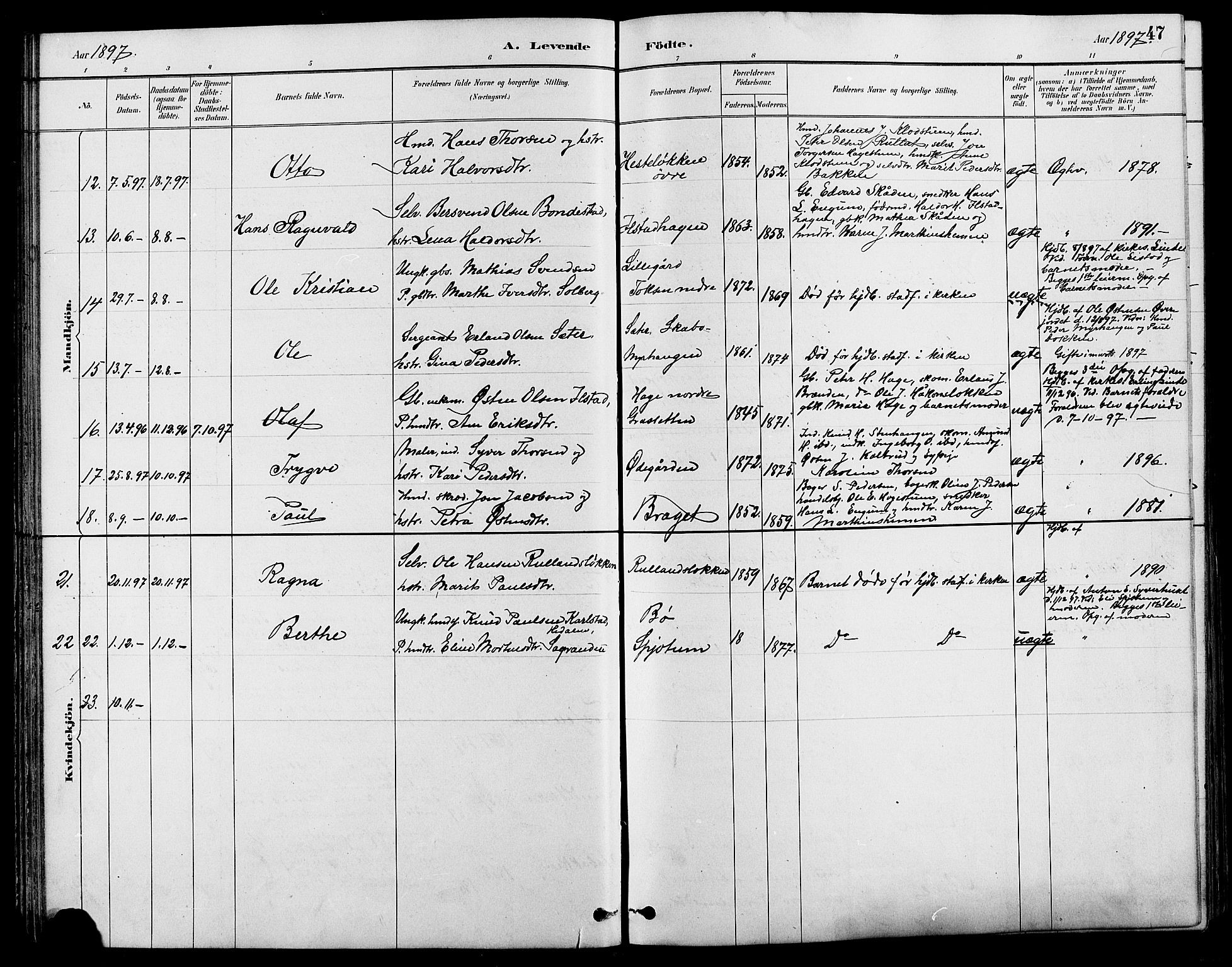 Nord-Fron prestekontor, SAH/PREST-080/H/Ha/Hab/L0004: Parish register (copy) no. 4, 1884-1914, p. 47