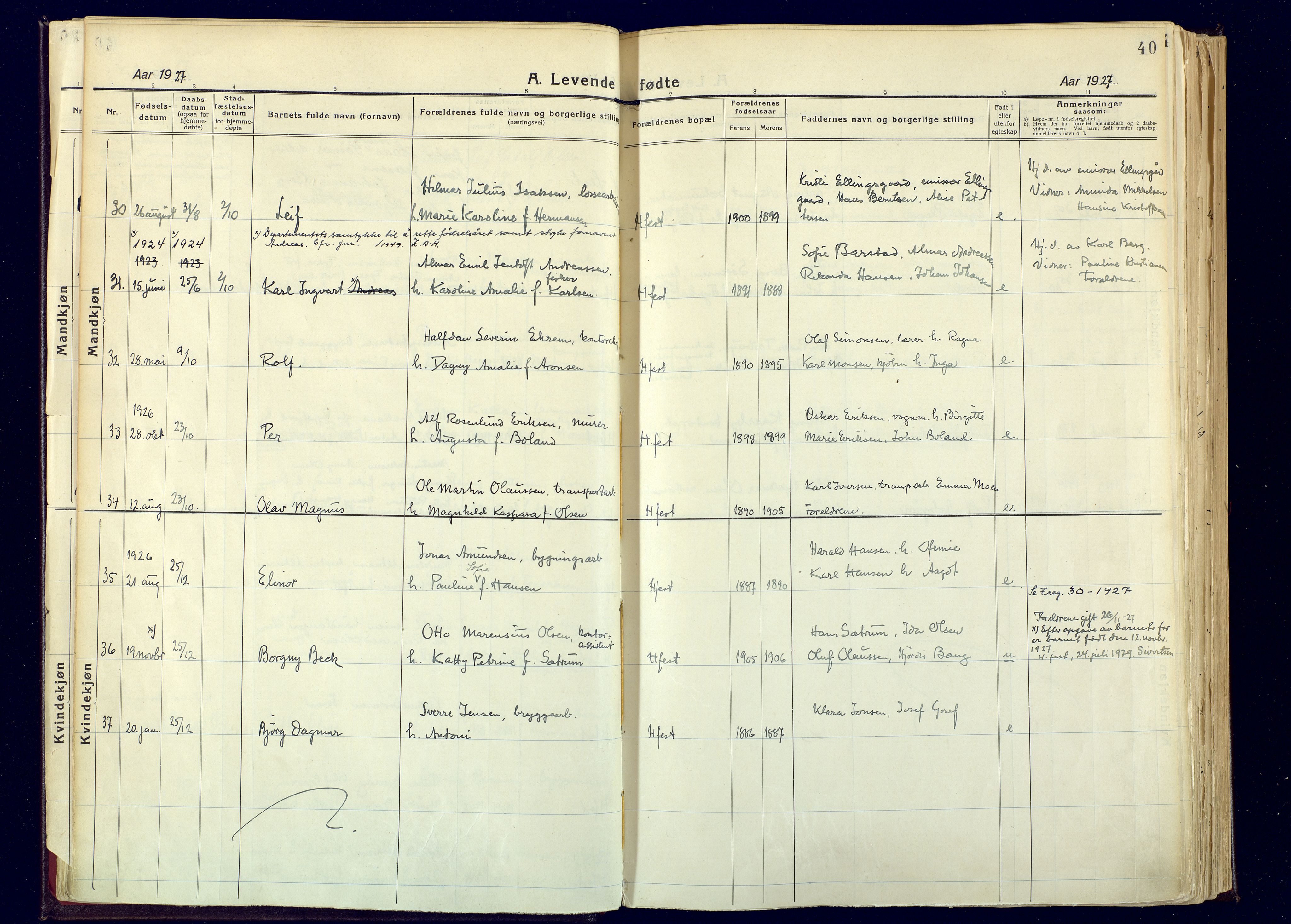 Hammerfest sokneprestkontor, SATØ/S-1347: Parish register (official) no. 17, 1923-1933, p. 40