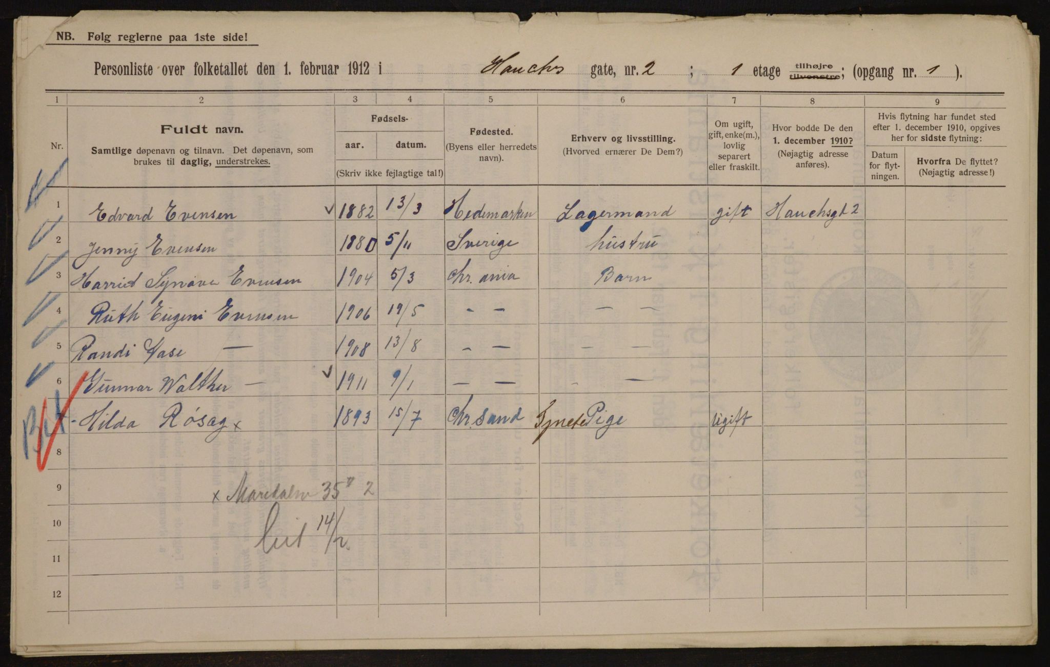 OBA, Municipal Census 1912 for Kristiania, 1912, p. 35389