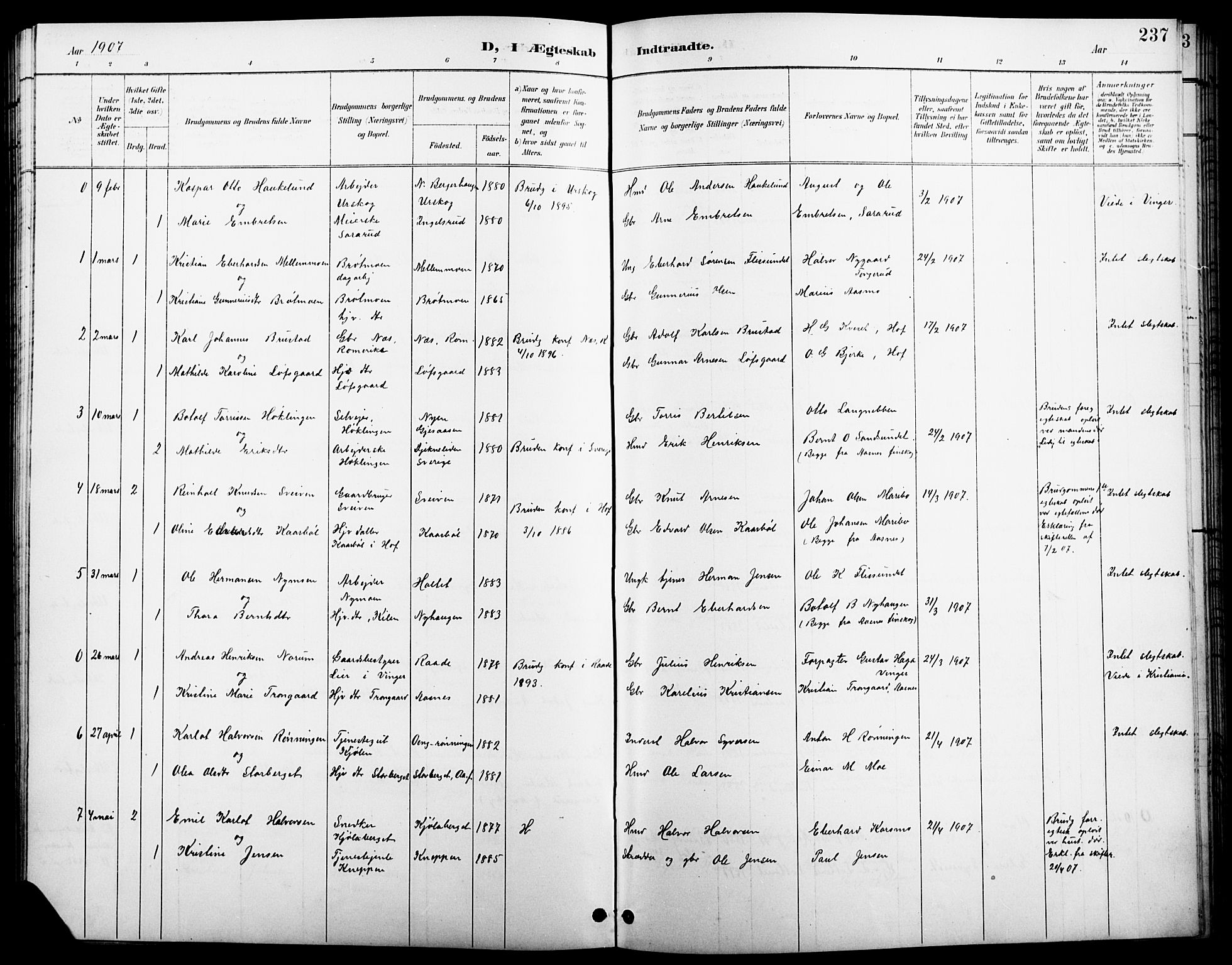 Åsnes prestekontor, AV/SAH-PREST-042/H/Ha/Hab/L0004: Parish register (copy) no. 4, 1895-1909, p. 237