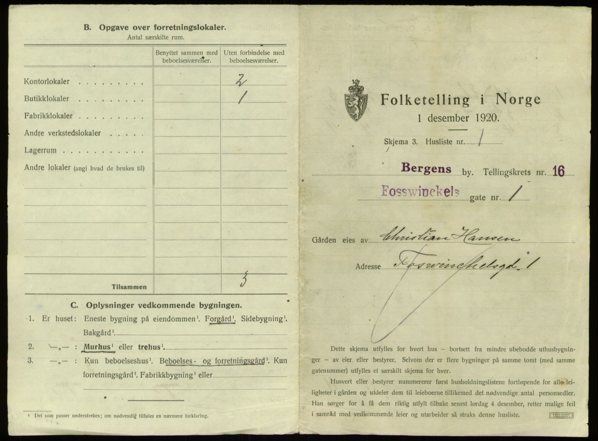 SAB, 1920 census for Bergen, 1920, p. 1805