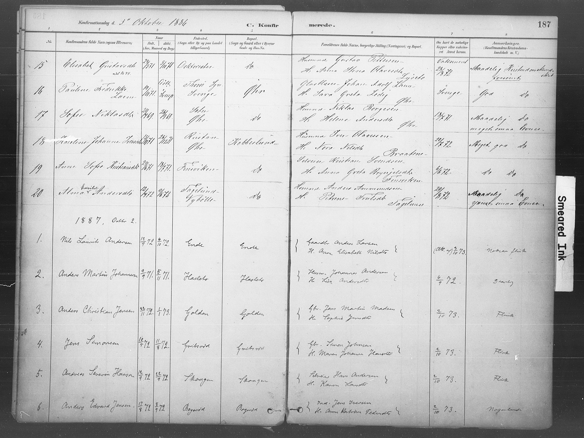 Idd prestekontor Kirkebøker, SAO/A-10911/F/Fb/L0002: Parish register (official) no. II 2, 1882-1923, p. 187