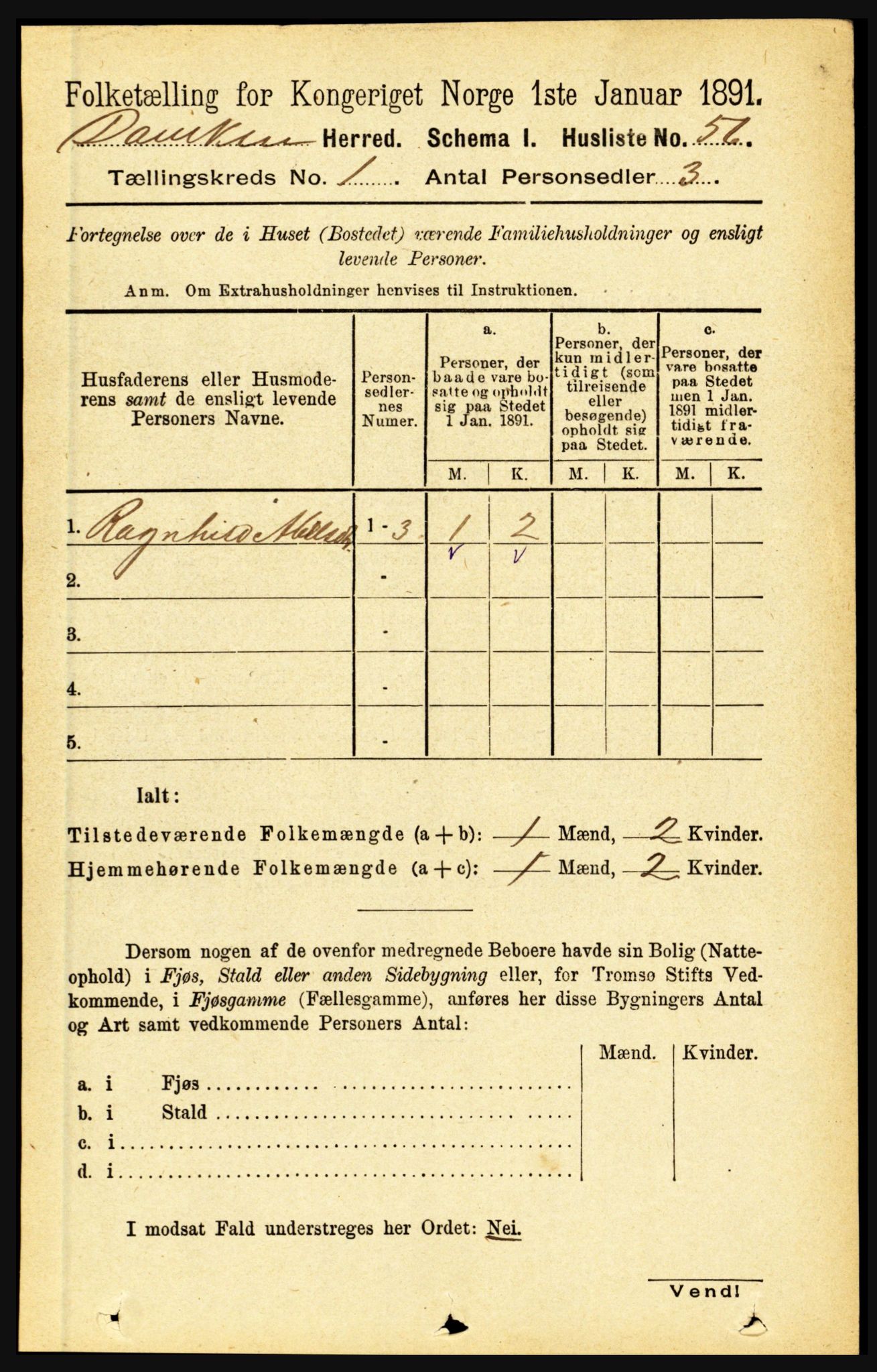 RA, 1891 census for 1442 Davik, 1891, p. 81