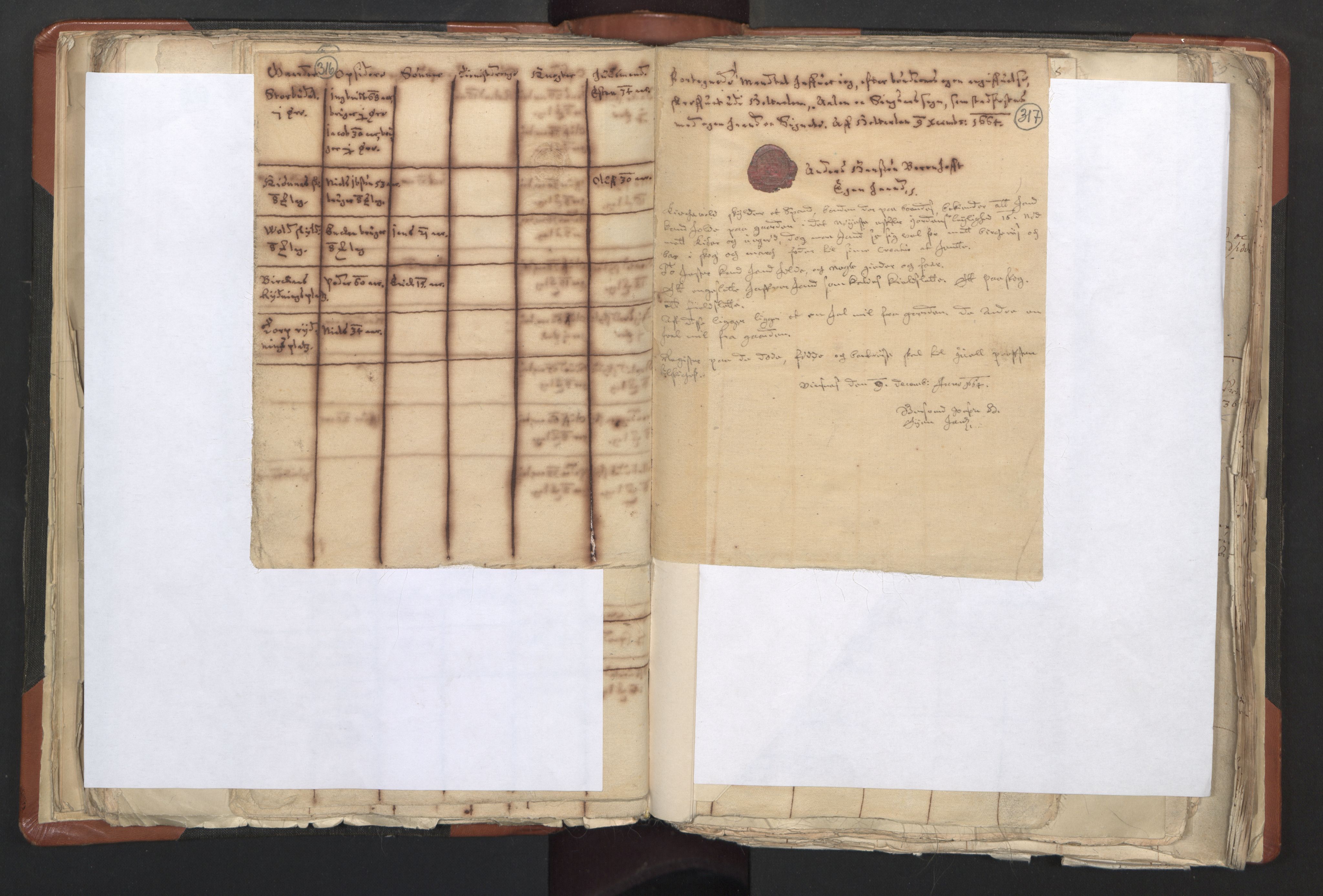 RA, Vicar's Census 1664-1666, no. 31: Dalane deanery, 1664-1666, p. 316-317