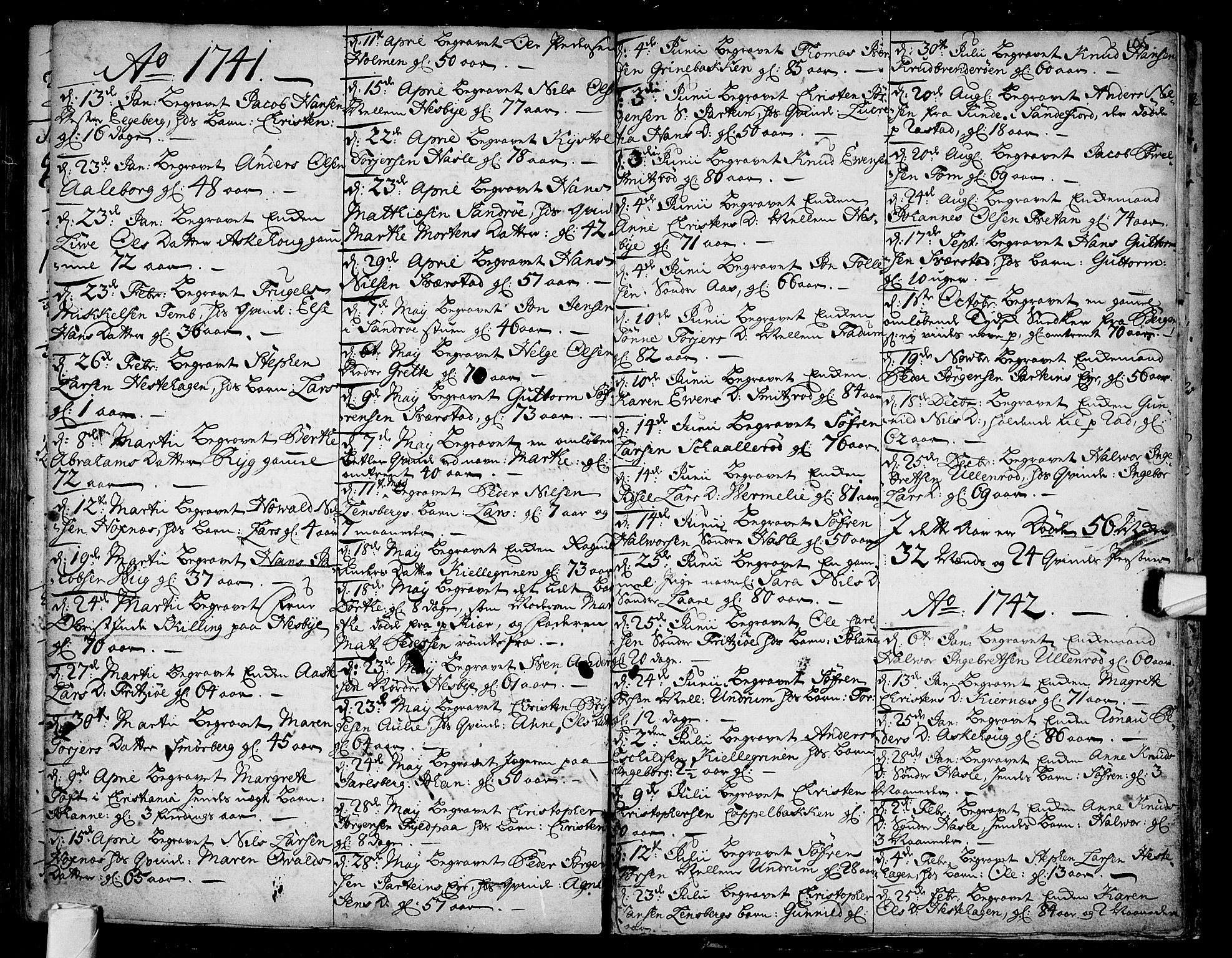 Sem kirkebøker, SAKO/A-5/F/Fa/L0001: Parish register (official) no. I 1, 1702-1763, p. 105