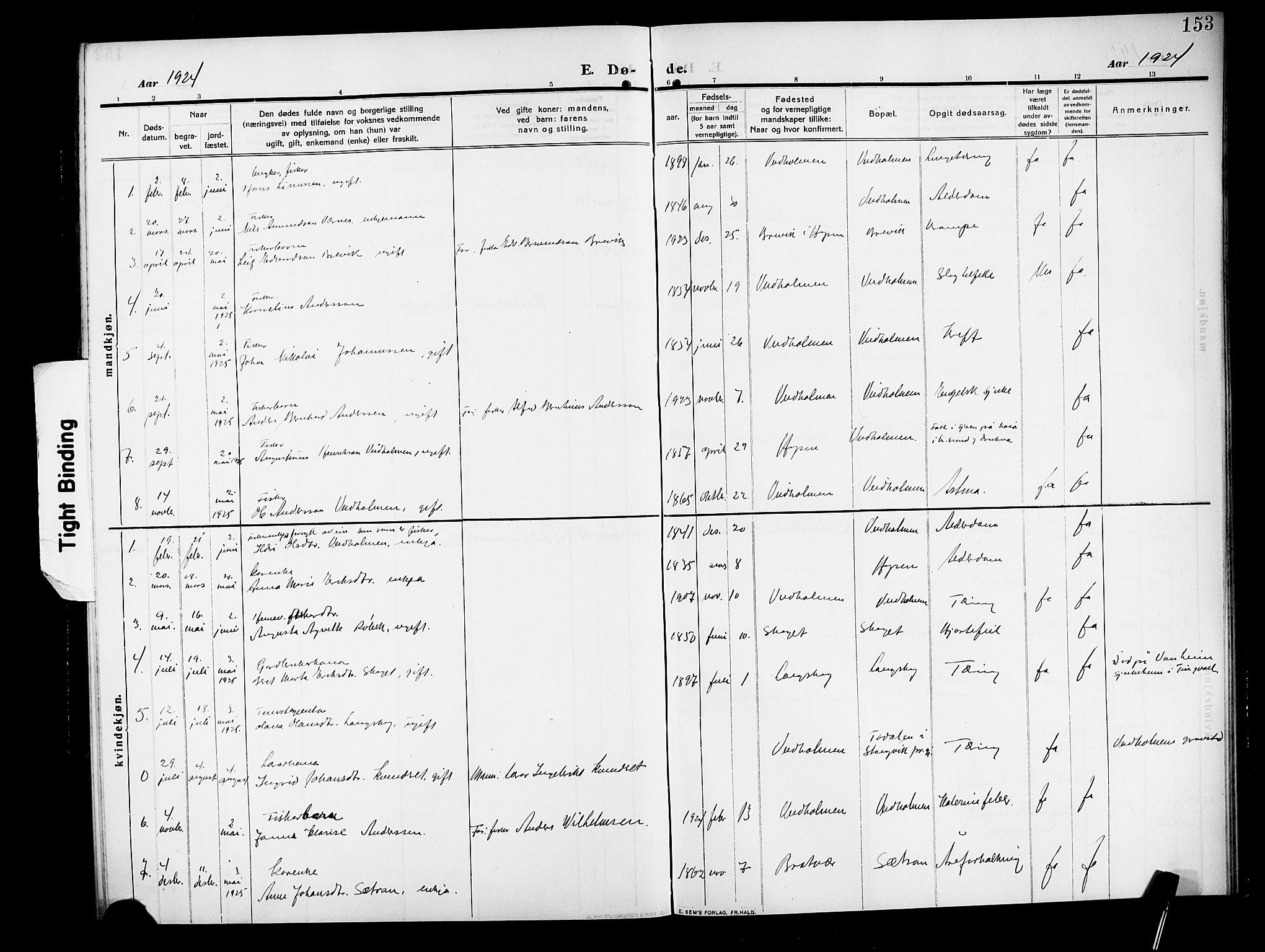 Ministerialprotokoller, klokkerbøker og fødselsregistre - Møre og Romsdal, AV/SAT-A-1454/583/L0956: Parish register (copy) no. 583C01, 1909-1925, p. 153