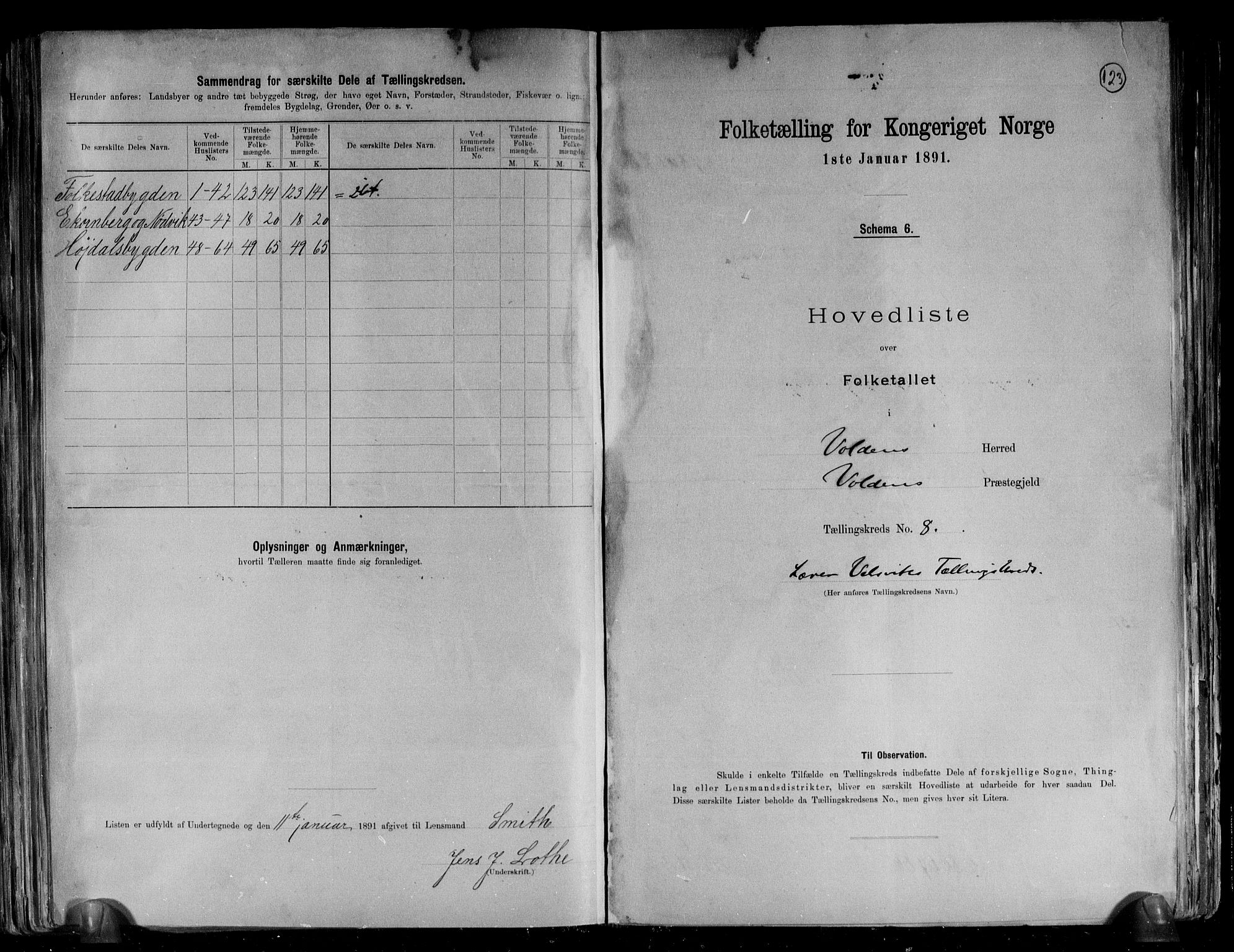 RA, 1891 census for 1519 Volda, 1891, p. 21