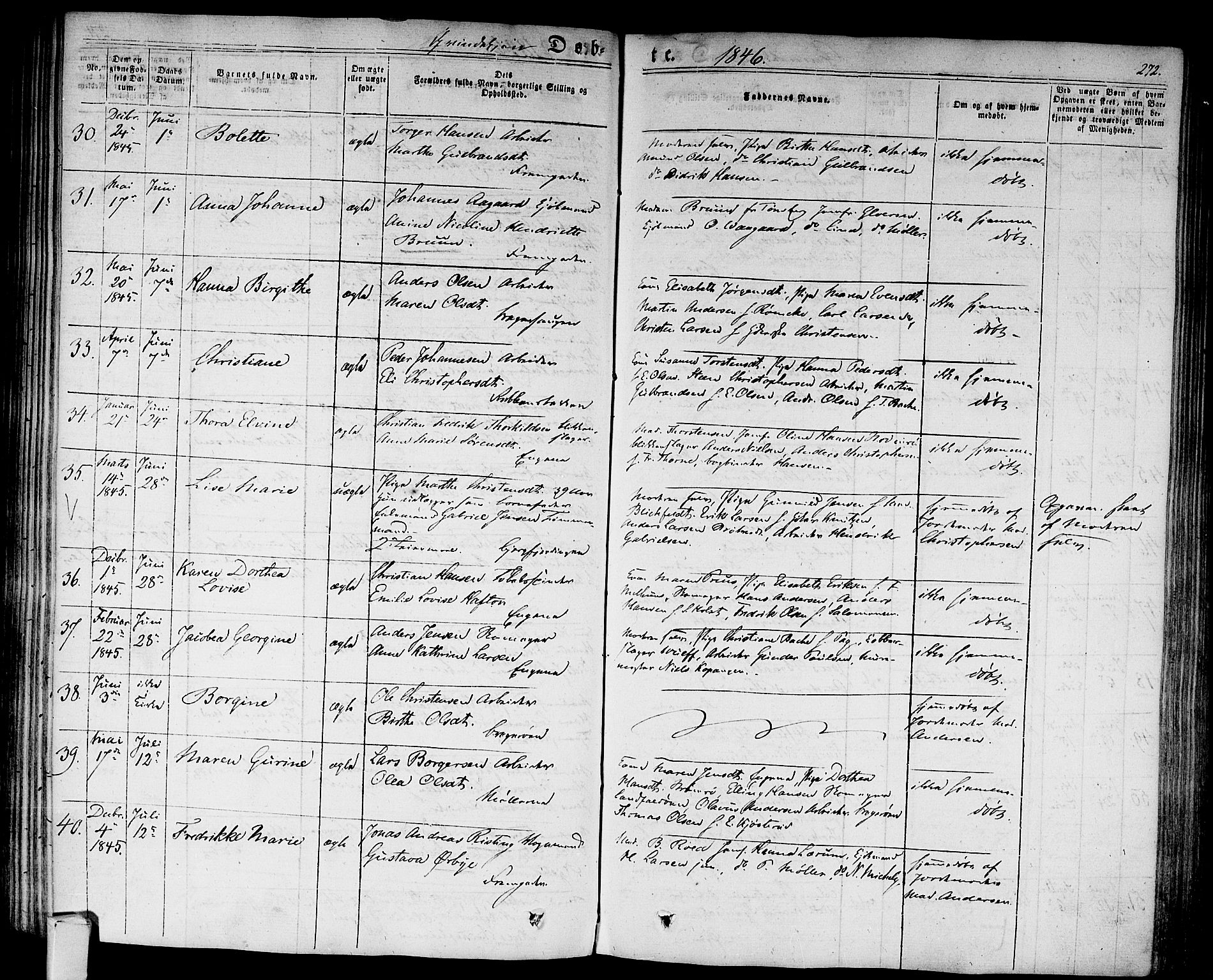 Bragernes kirkebøker, AV/SAKO-A-6/F/Fb/L0001: Parish register (official) no. II 1, 1830-1847, p. 272