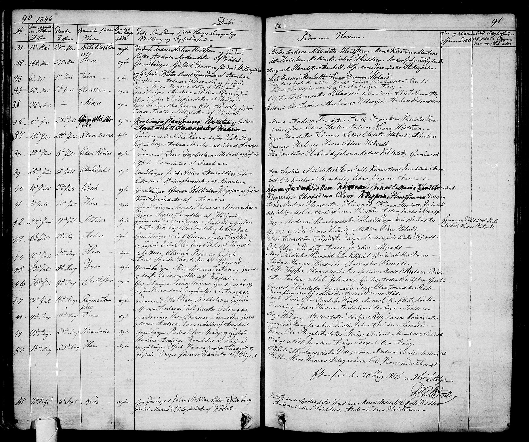 Andebu kirkebøker, AV/SAKO-A-336/G/Ga/L0003: Parish register (copy) no. I 3, 1832-1867, p. 90-91