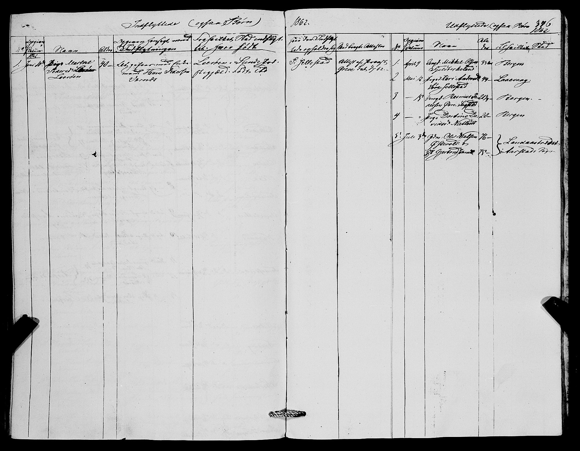 Fana Sokneprestembete, AV/SAB-A-75101/H/Haa/Haaa/L0011: Parish register (official) no. A 11, 1851-1862, p. 346