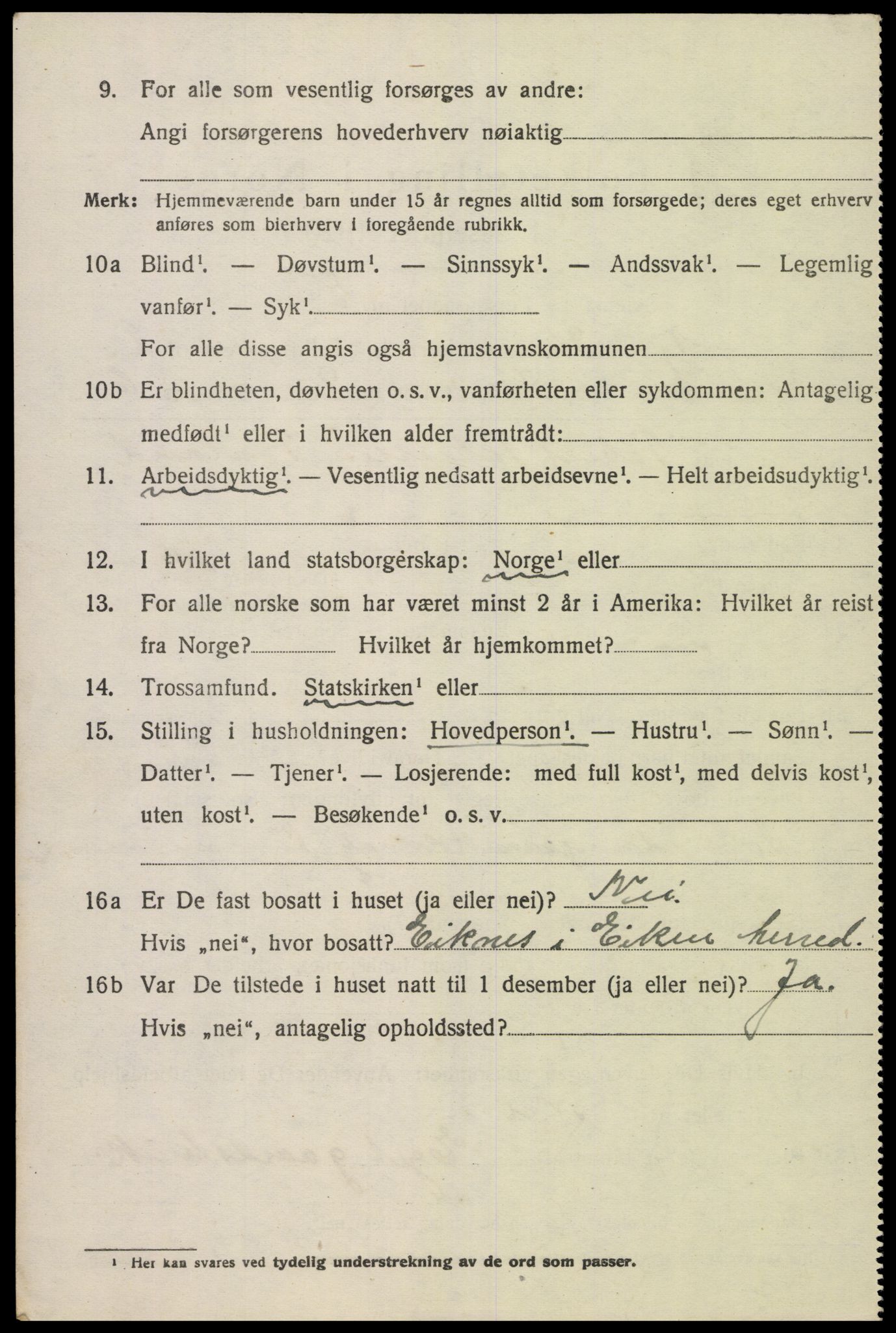 SAK, 1920 census for Grindheim, 1920, p. 866