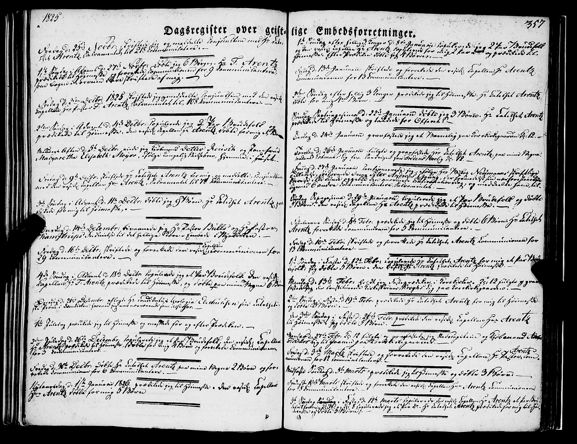 Korskirken sokneprestembete, SAB/A-76101/H/Haa/L0050: Parish register (official) no. F 1, 1821-1869, p. 357