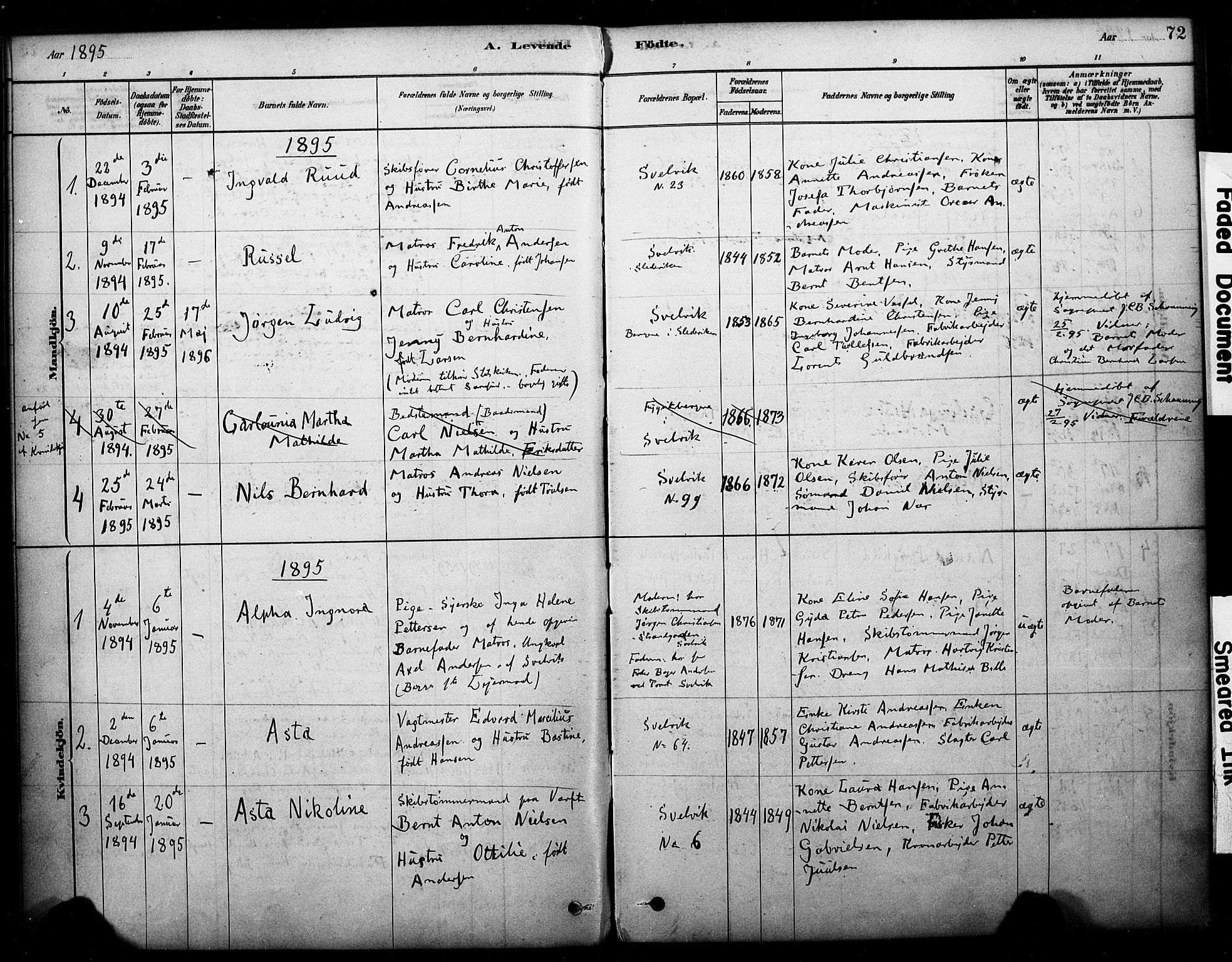 Strømm kirkebøker, AV/SAKO-A-322/F/Fb/L0001: Parish register (official) no. II 1, 1878-1899, p. 72