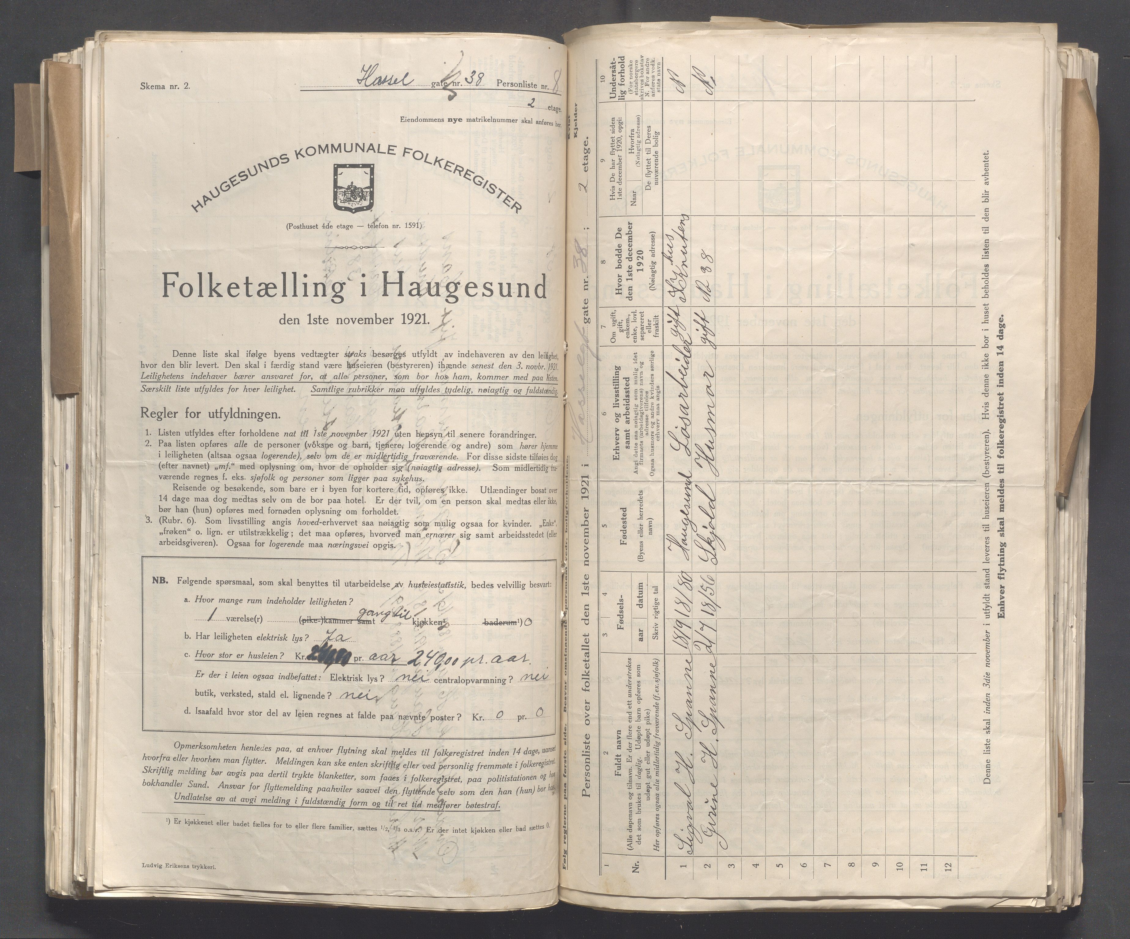 IKAR, Local census 1.11.1921 for Haugesund, 1921, p. 6065