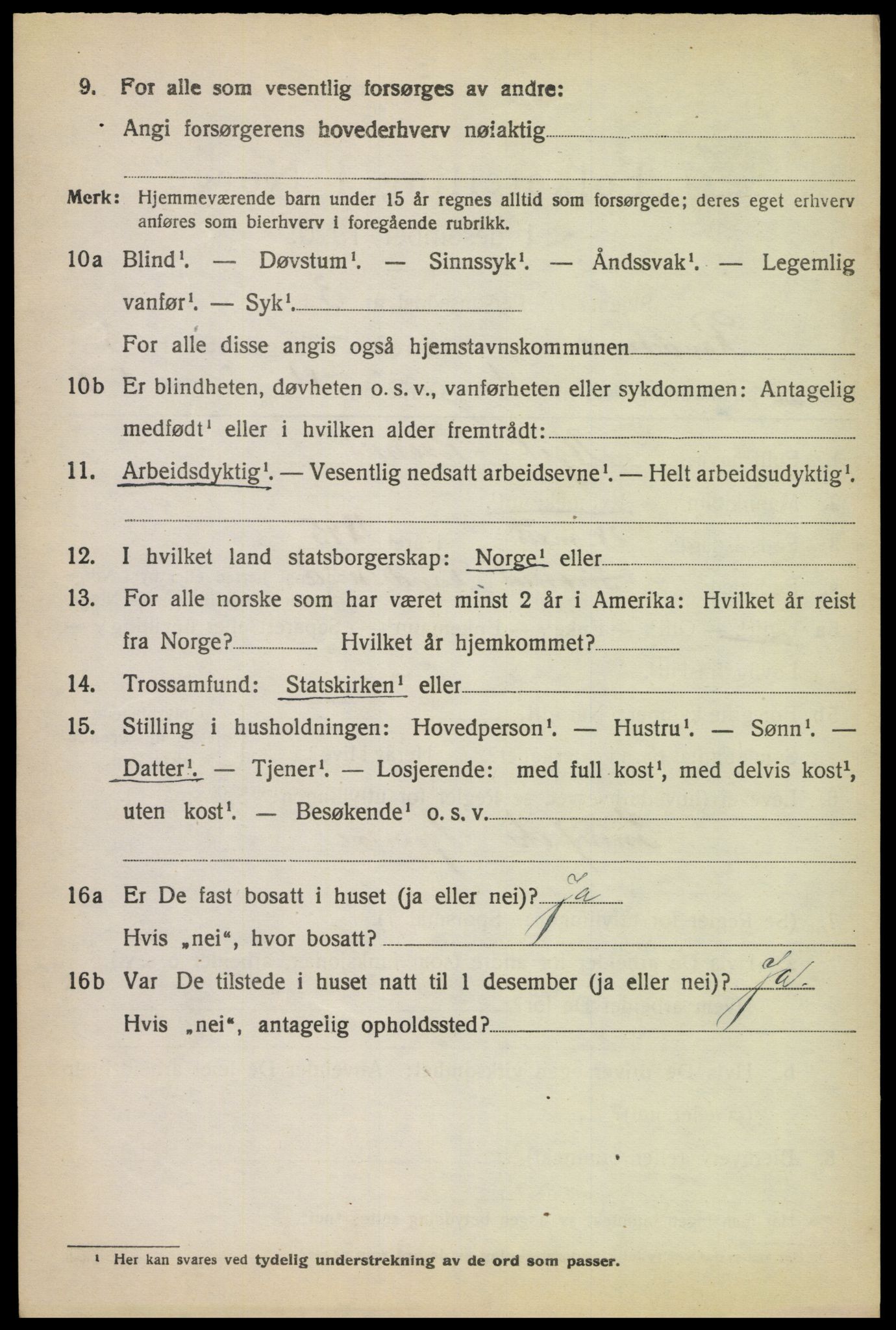 SAK, 1920 census for Randesund, 1920, p. 1457