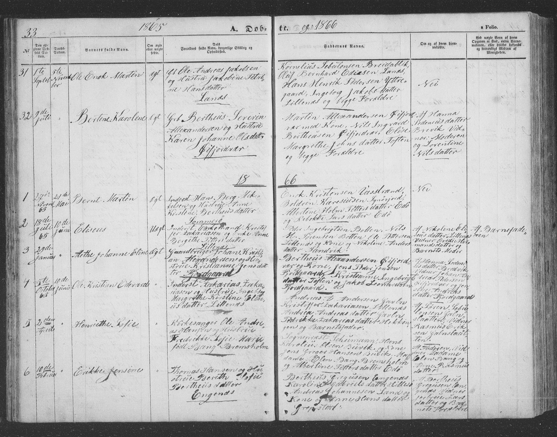 Lenvik sokneprestembete, SATØ/S-1310/H/Ha/Hab/L0020klokker: Parish register (copy) no. 20, 1855-1883, p. 33