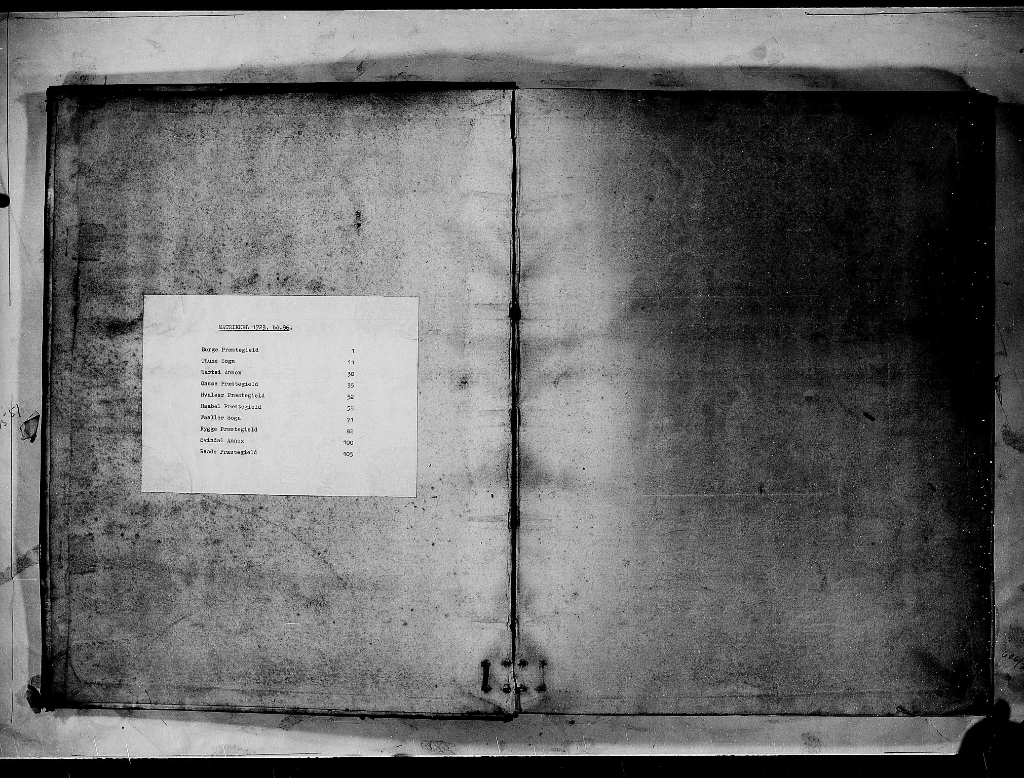 Rentekammeret inntil 1814, Realistisk ordnet avdeling, RA/EA-4070/N/Nb/Nbf/L0096: Moss, Onsøy, Tune og Veme matrikkelprotokoll, 1723