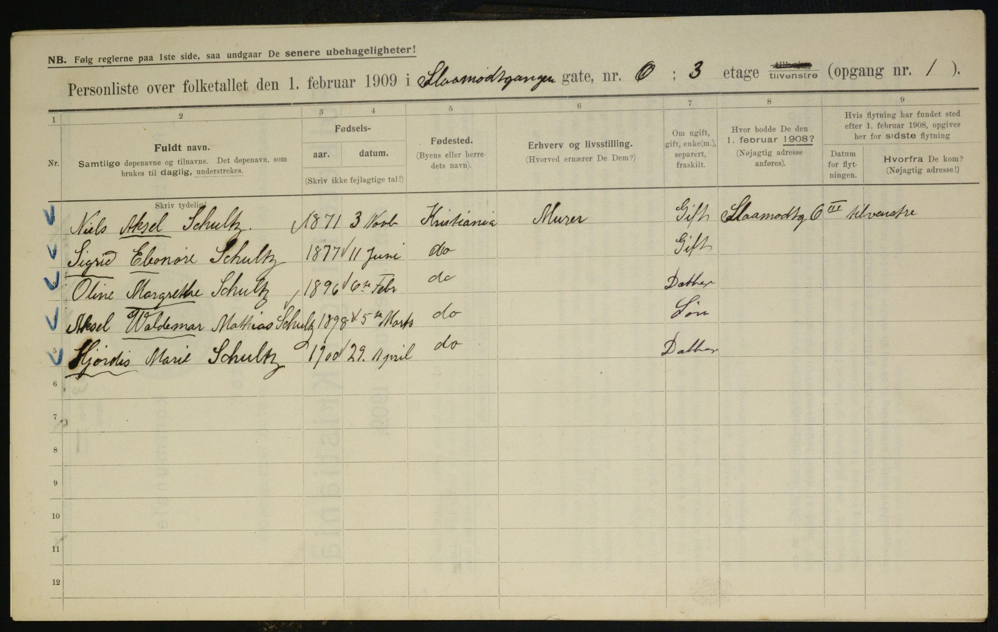 OBA, Municipal Census 1909 for Kristiania, 1909, p. 87932