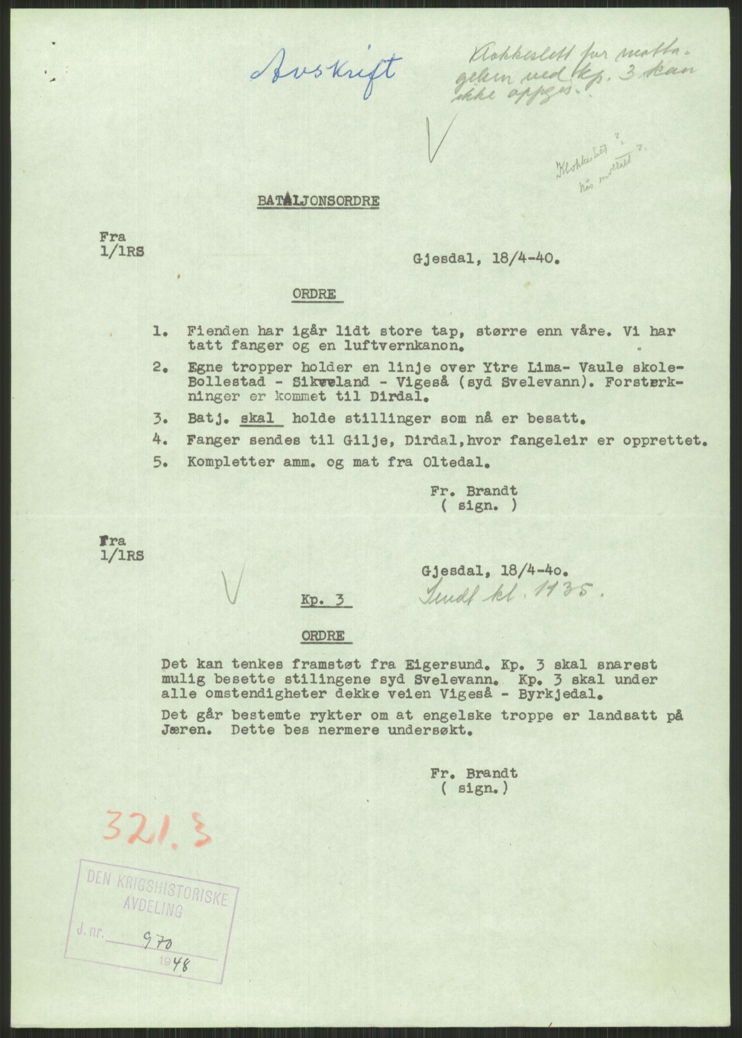 Forsvaret, Forsvarets krigshistoriske avdeling, AV/RA-RAFA-2017/Y/Yb/L0092: II-C-11-321-330  -  3. Divisjon., 1940, p. 95