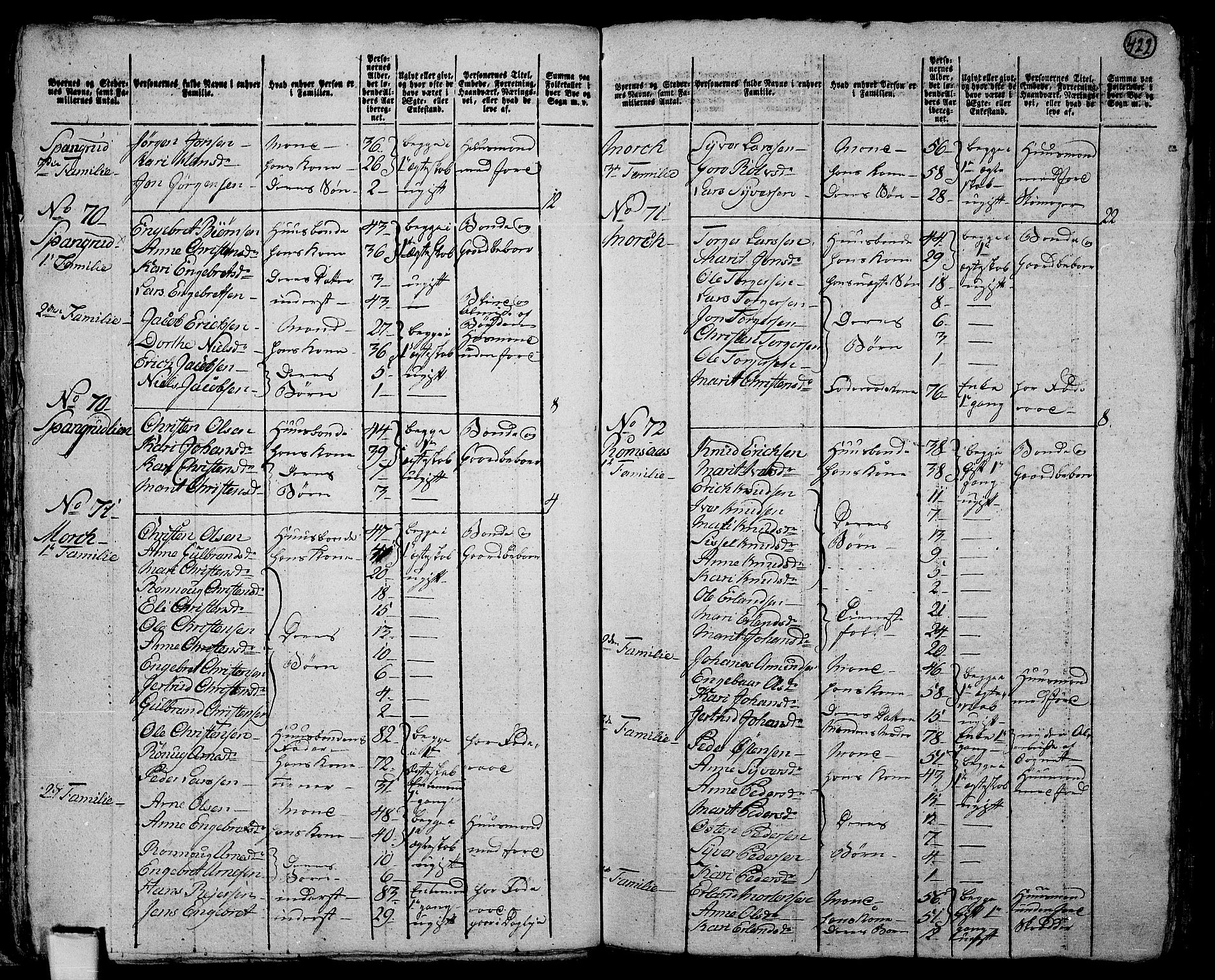 RA, 1801 census for 0520P Ringebu, 1801, p. 421b-422a