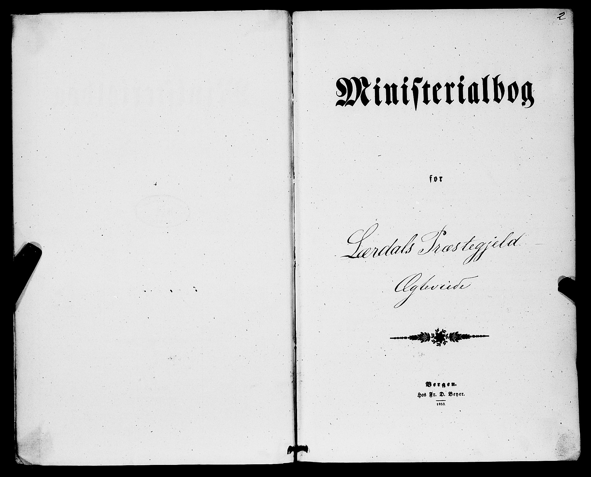 Lærdal sokneprestembete, AV/SAB-A-81201: Parish register (official) no. A 15, 1853-1877, p. 2