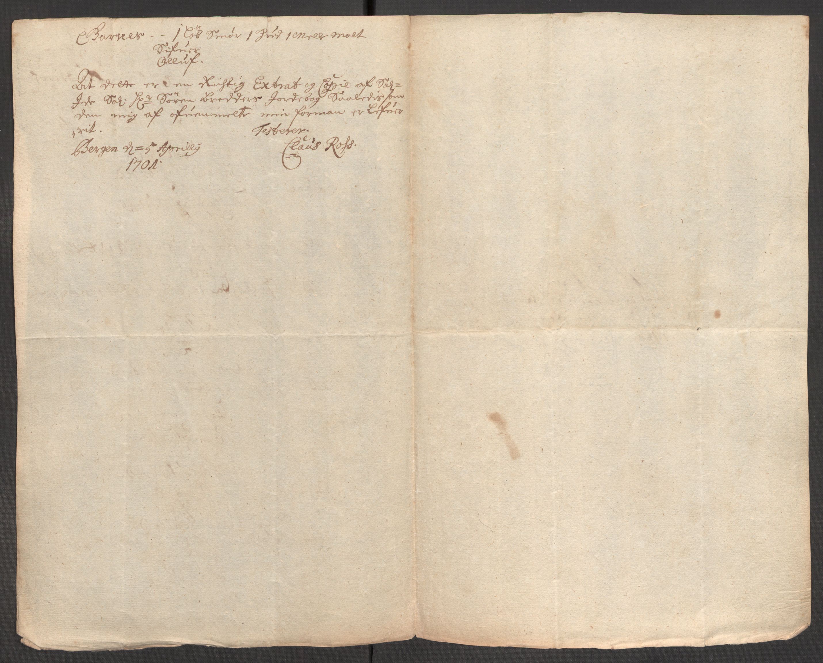 Rentekammeret inntil 1814, Reviderte regnskaper, Fogderegnskap, RA/EA-4092/R51/L3185: Fogderegnskap Nordhordland og Voss, 1700-1701, p. 158
