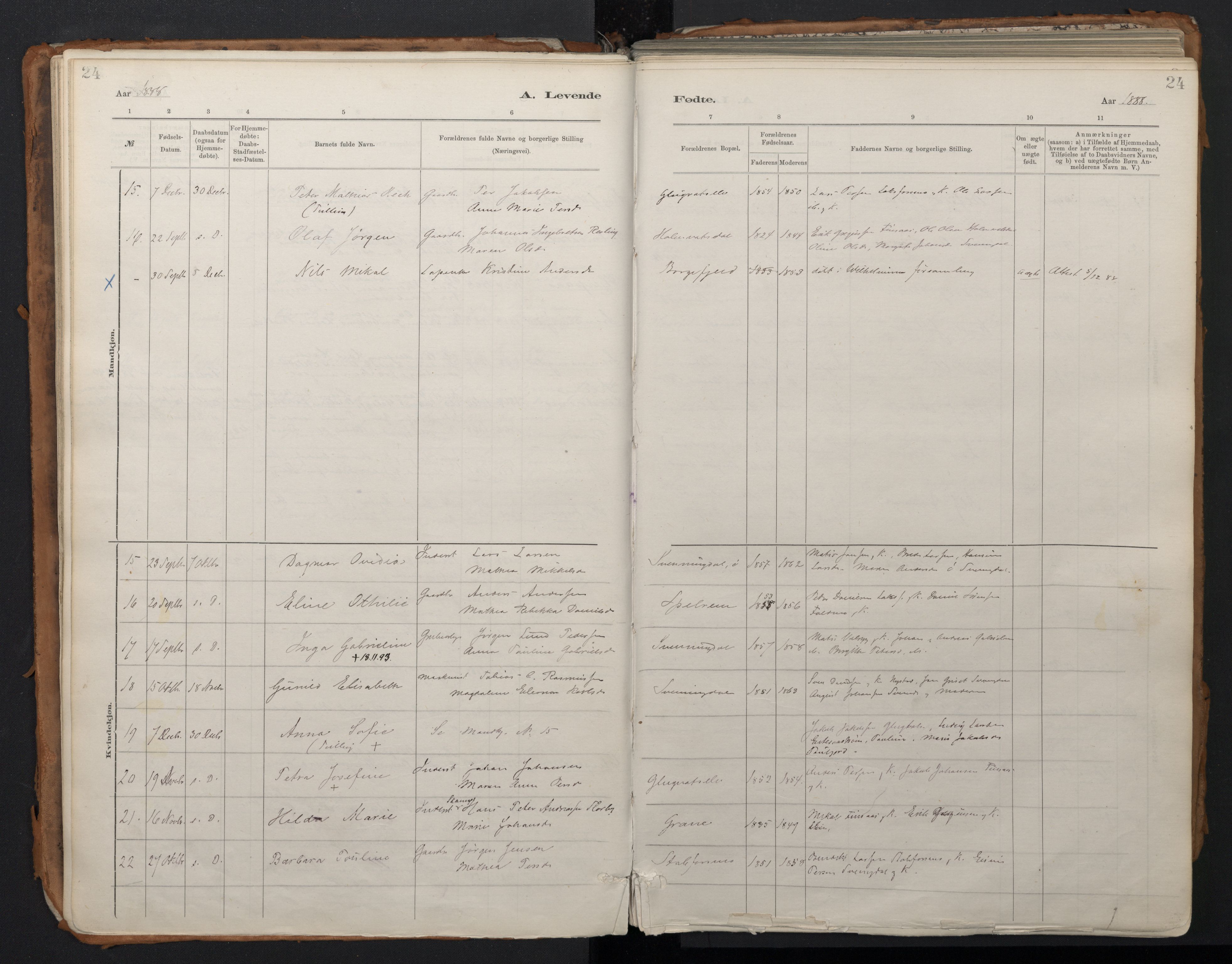 Ministerialprotokoller, klokkerbøker og fødselsregistre - Nordland, SAT/A-1459/824/L0338: Parish register (official) no. 824A01, 1880-1915, p. 24
